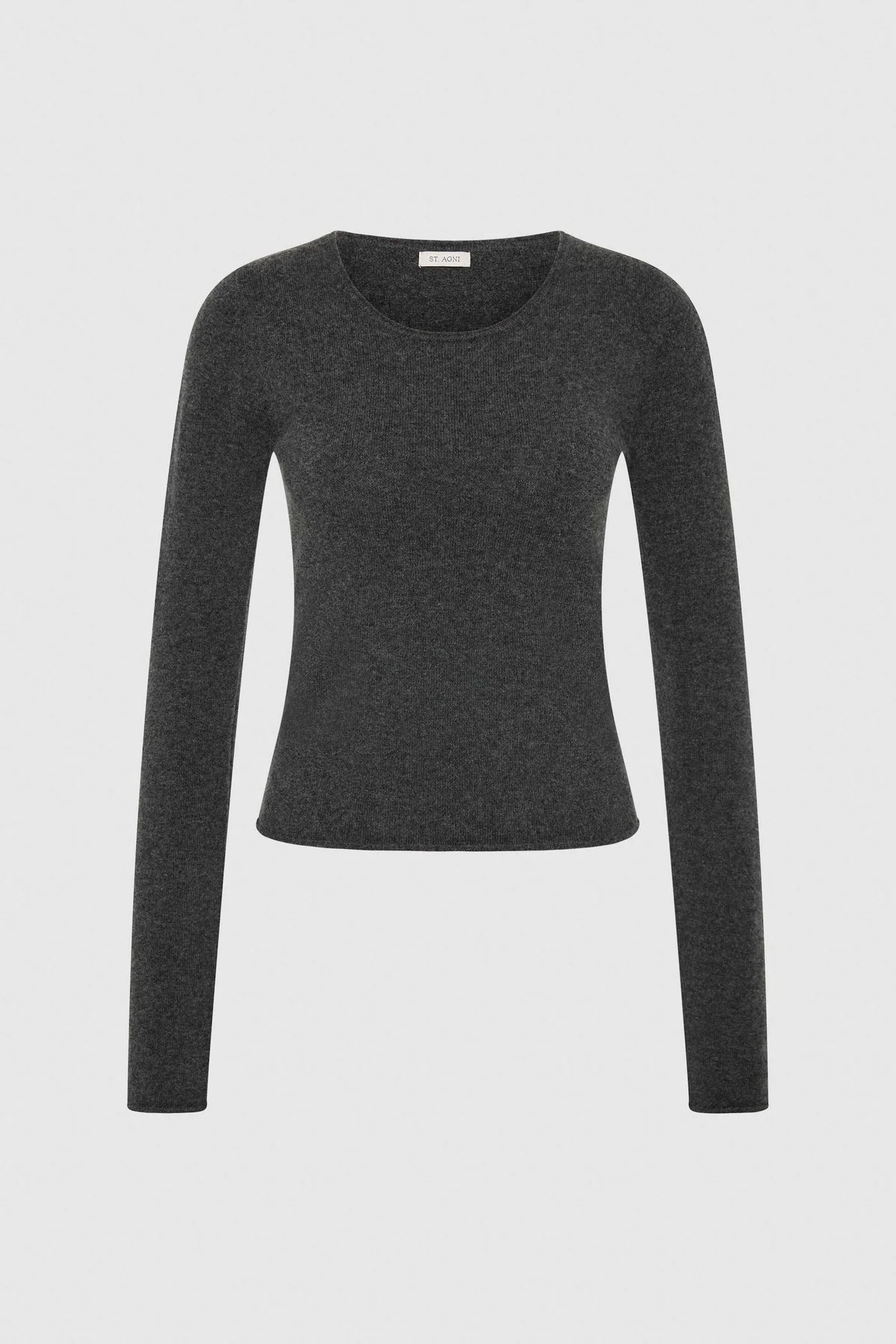 Fine Merino Wool Long Sleeve Top - Charcoal Melange - 1