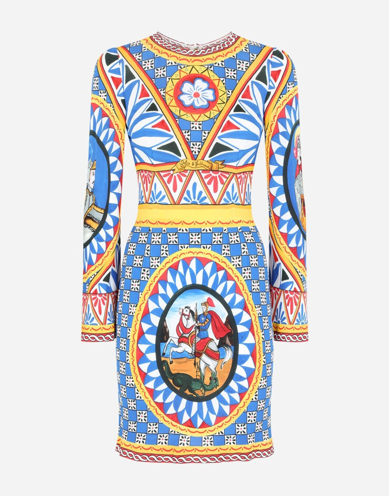 Short Carretto-print organzine dress 3