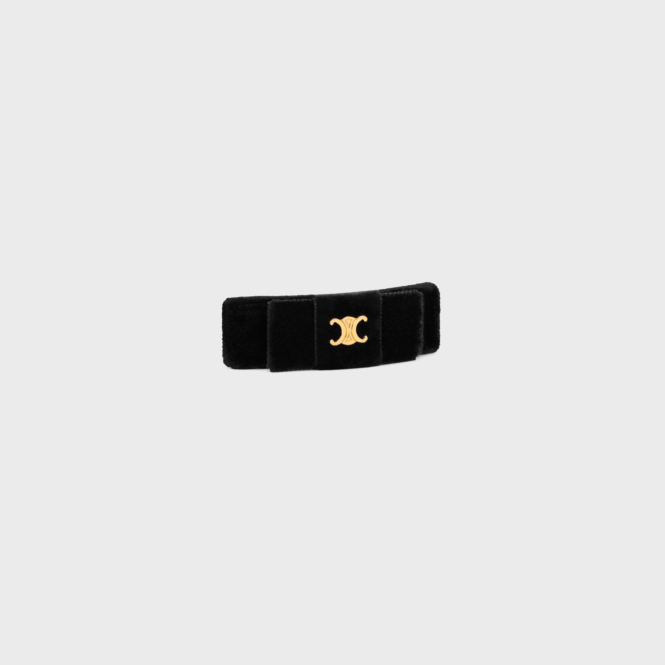 Le Soir Ribbon Hair Clip in Polyester, Calfskin, Brass with Gold Finish and Steel - 2