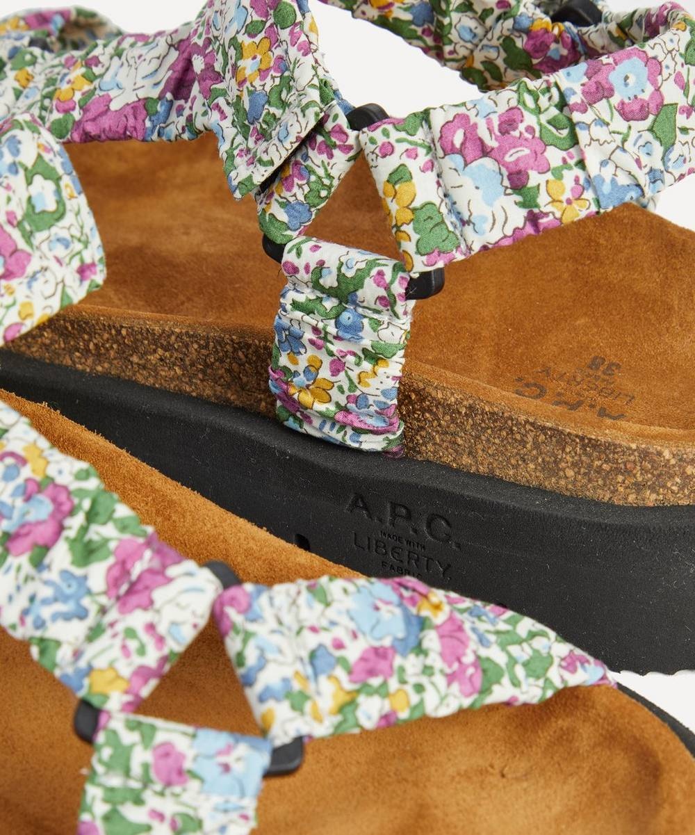 Multicoloured Floral Tana Lawn™ Cotton Liberty Print Sandals - 5