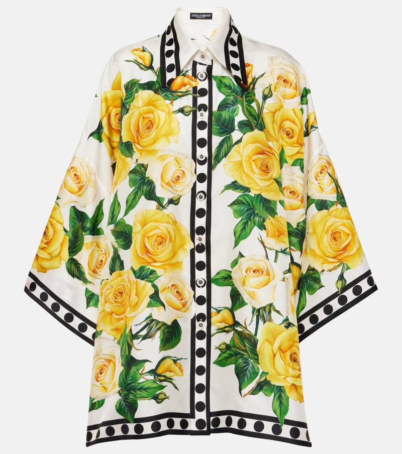 Oversized floral silk shirt - 1
