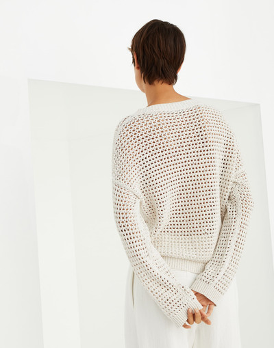 Brunello Cucinelli Cotton dazzling net sweater outlook