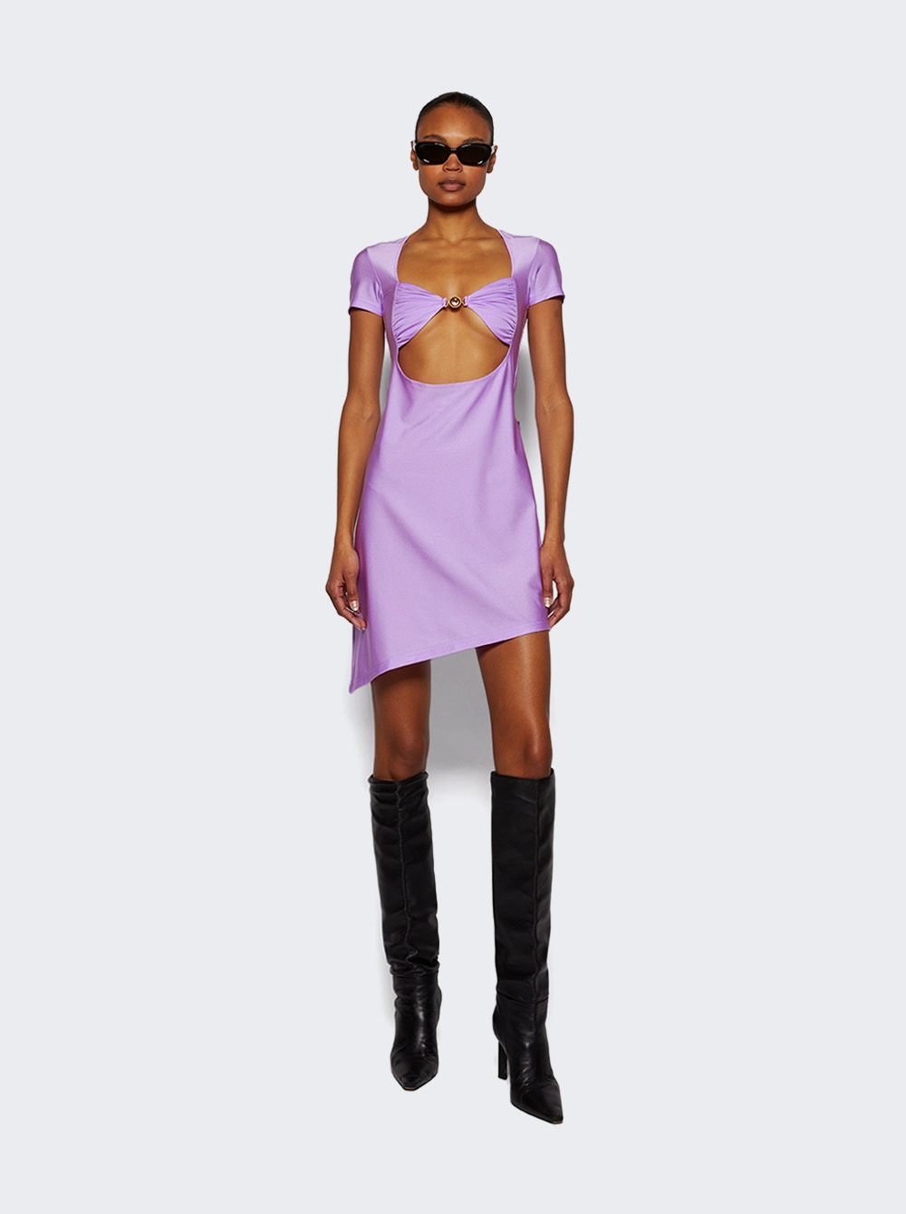 Draped Jersey Open Chest Dress Sweet Lilac - 5