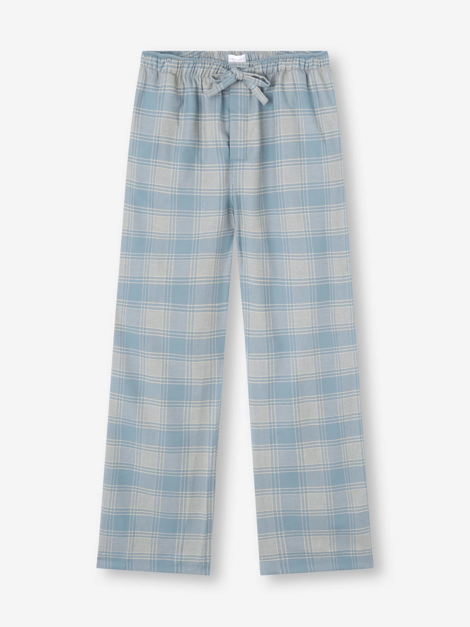Kelburn Brushed Cotton Lounge Pants Storm Blue & Ecru Check - 1