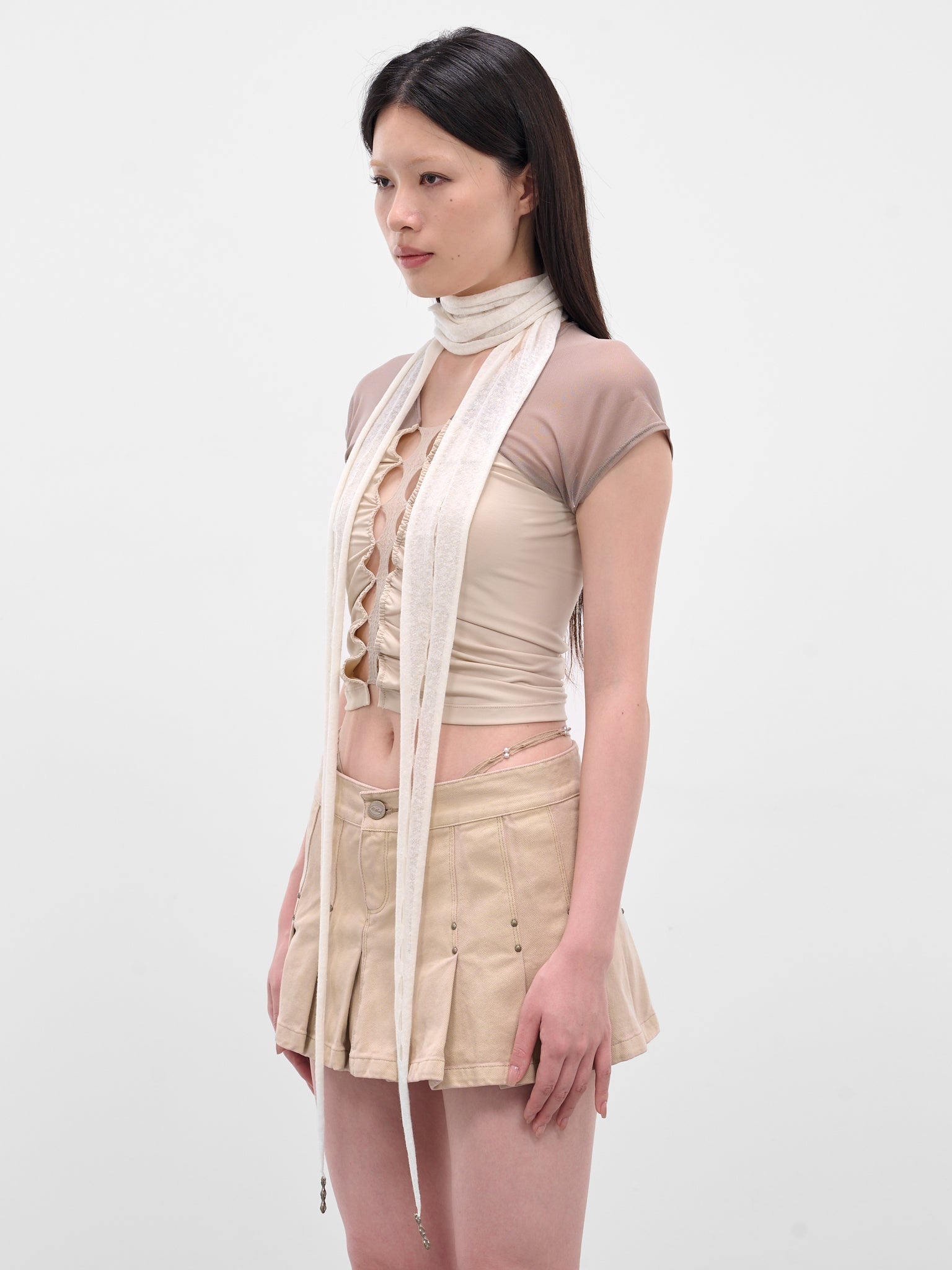 White Thorn Intarsia Knit Scarf - 2