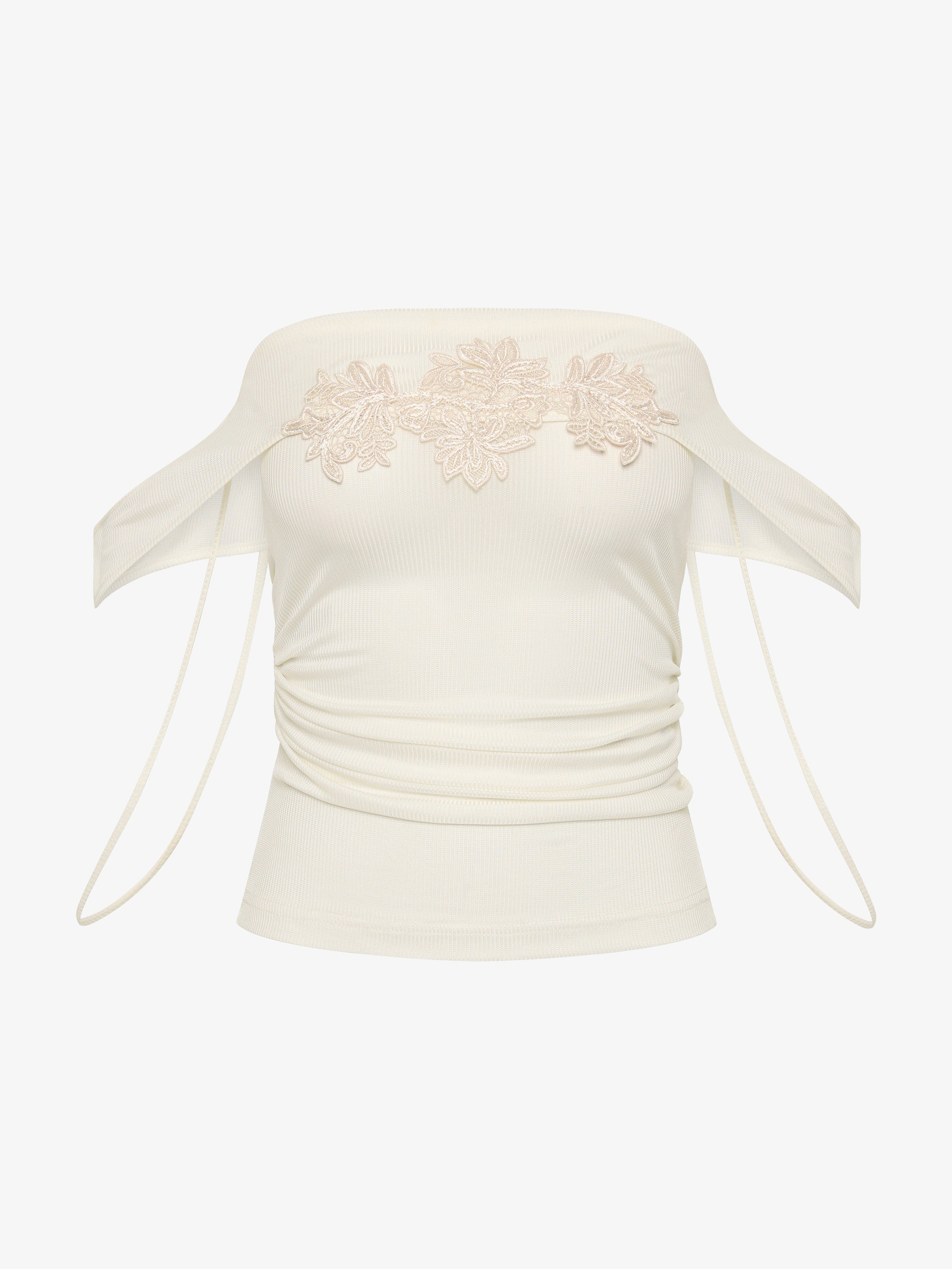 Hibiscus Embroidered Rib Foldover Cami - 6