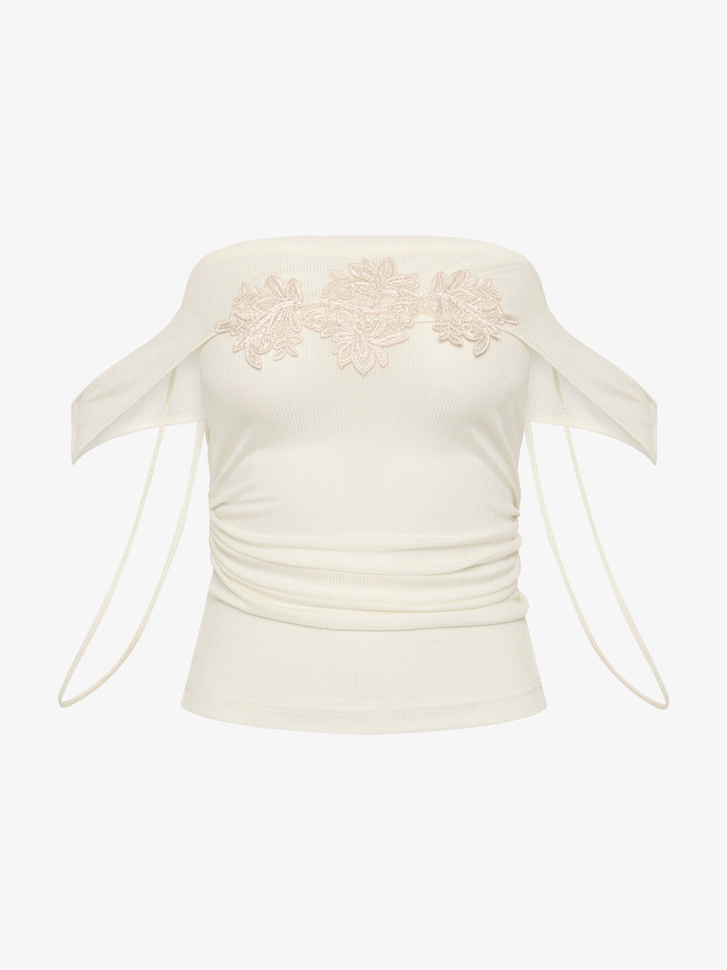 Hibiscus Embroidered Rib Foldover Cami 6