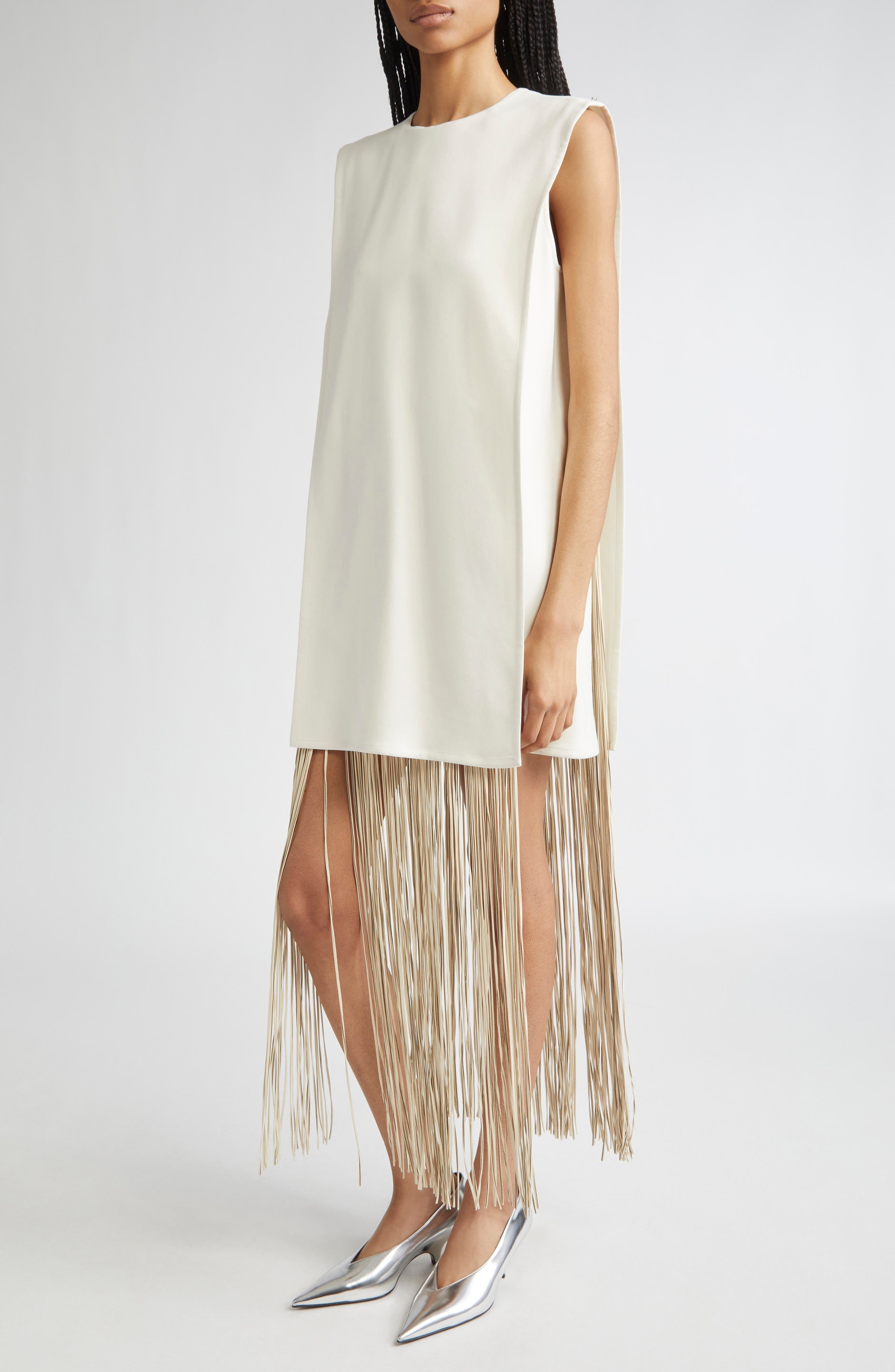 SPORTMAX Finnici Fringe Cady Sheath Dress in Pink at Nordstrom - 4