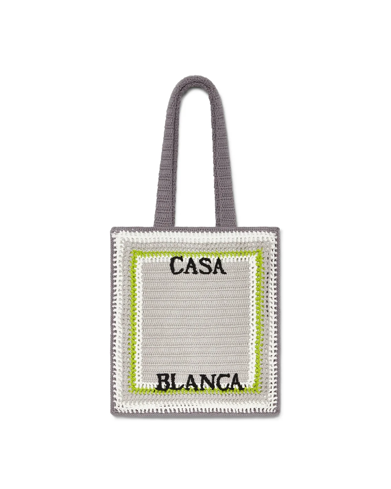 Grey Stripe Crochet Bag - 1