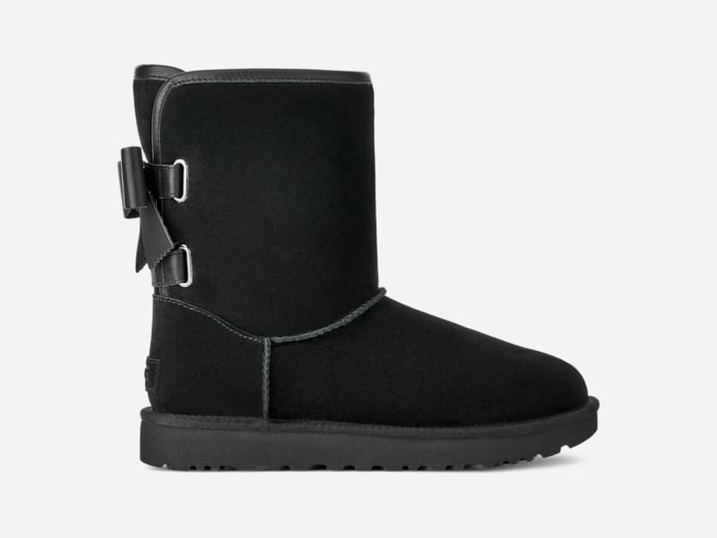 ® Women's Short Bailey Leather Bow Suede Classic Boots in Black 1