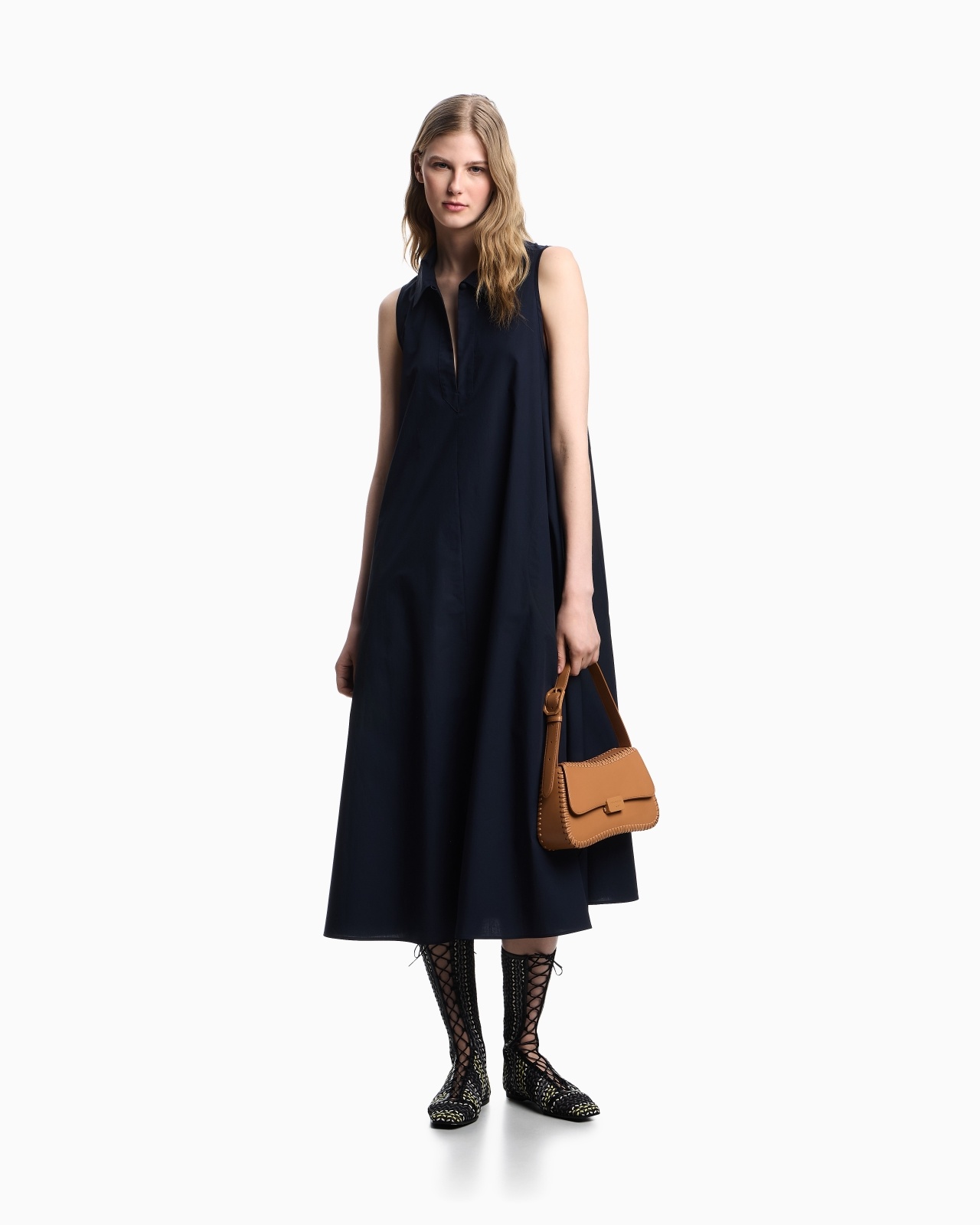 POPLIN FLARED LONG DRESS - 2
