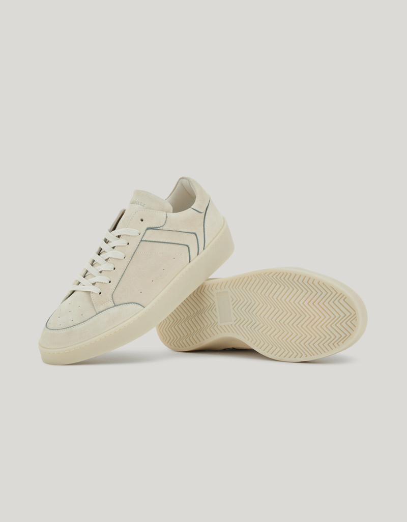 CANALI NUVOLA IVORY SUEDE SNEAKERS WITH RIBBING 2