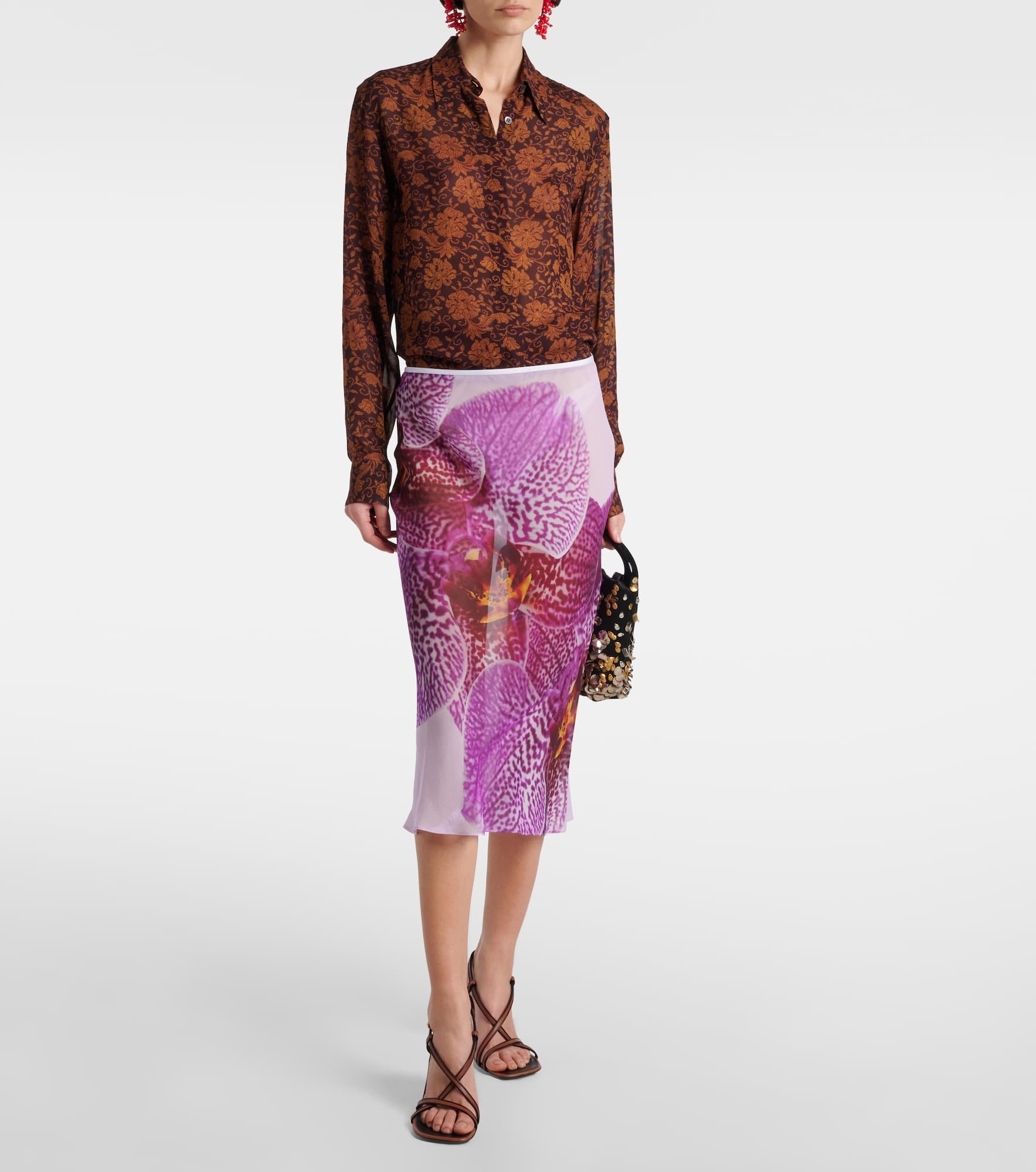 Printed silk midi skirt - 2