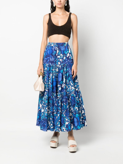 La DoubleJ graphic-print tiered cotton skirt outlook