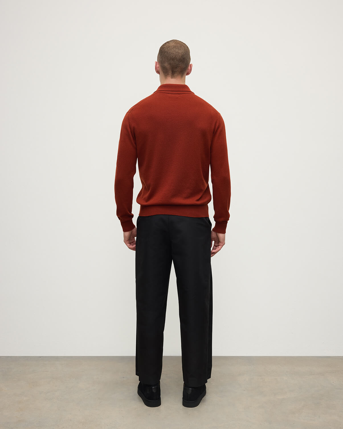 Cashmere Long Sleeve Red Polo Shirt - 4