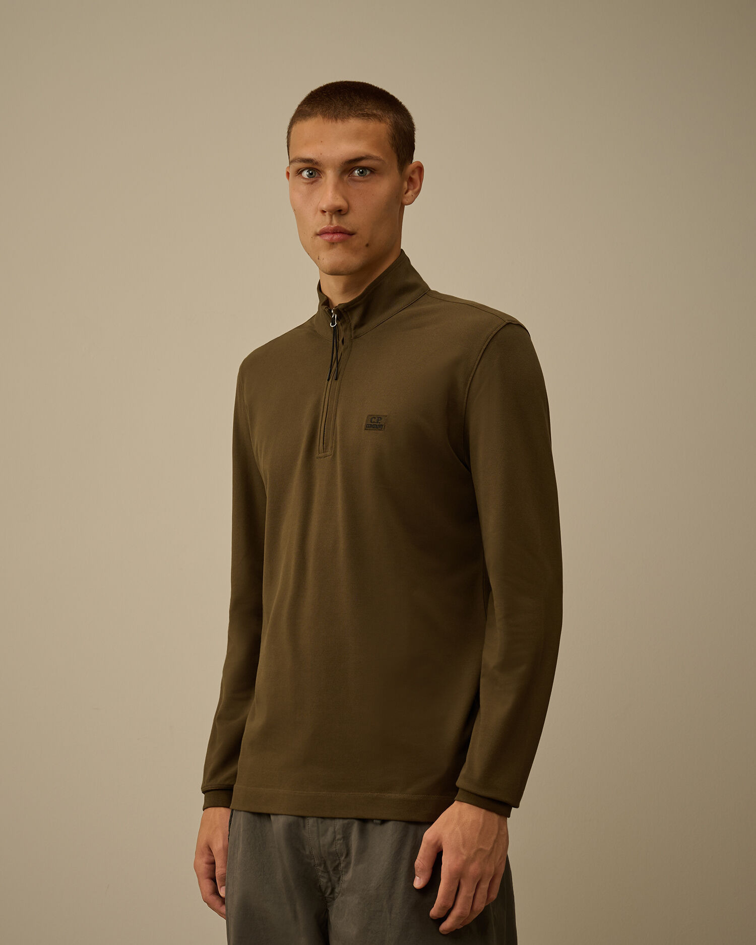 Stretch Piquet Half Zip Long Sleeve Polo - 3