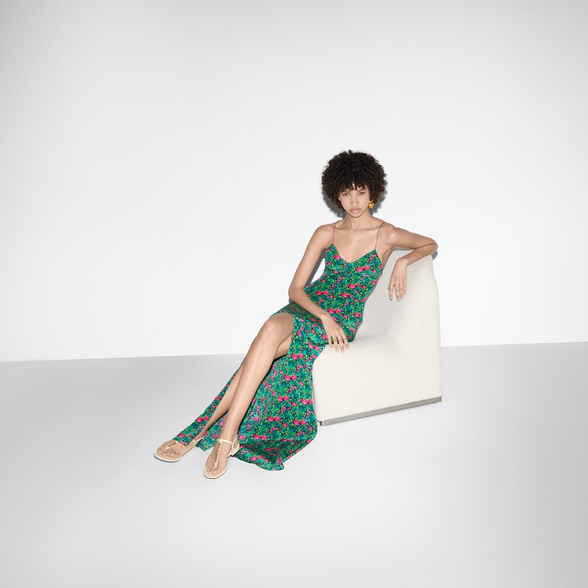 Floral print silk evening dress - 6