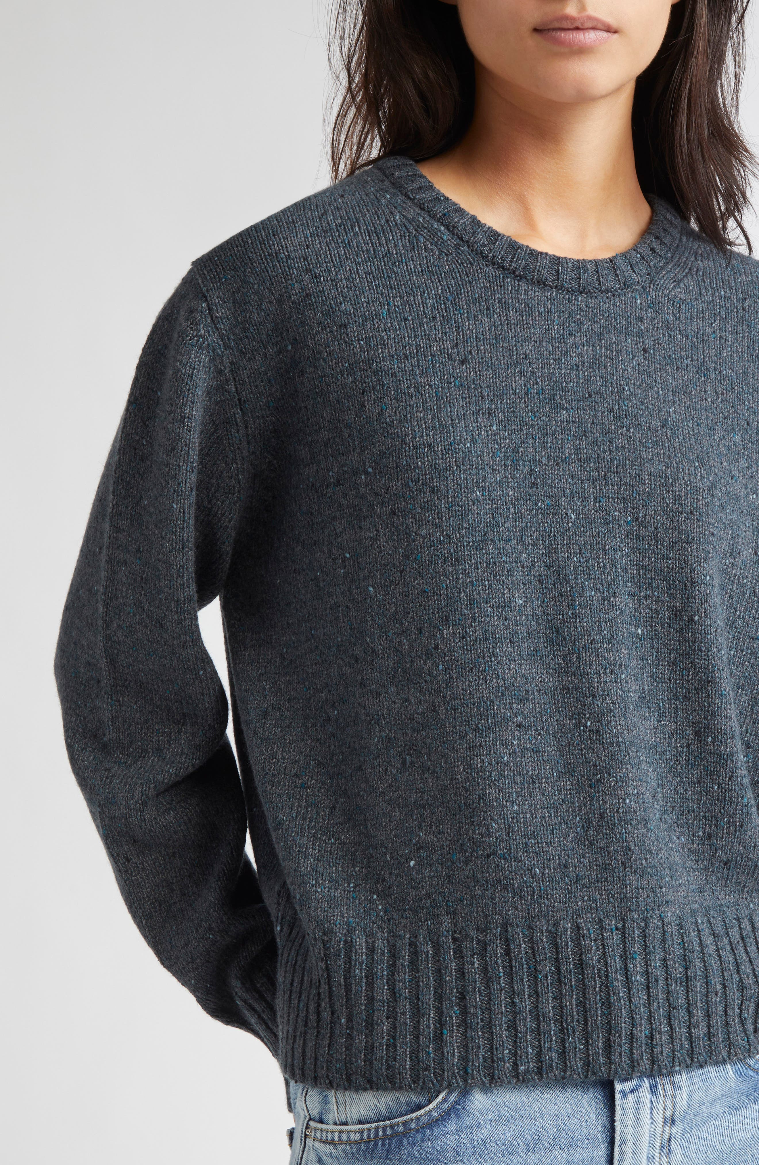 Johnstons of Elgin Relaxed Fit Cashmere Donegal Sweater in Storm Donegal at Nordstrom - 4