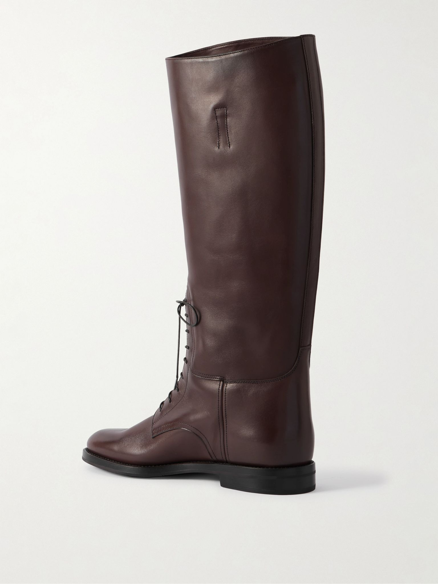 Leather lace-up knee boots Dark brown - 3