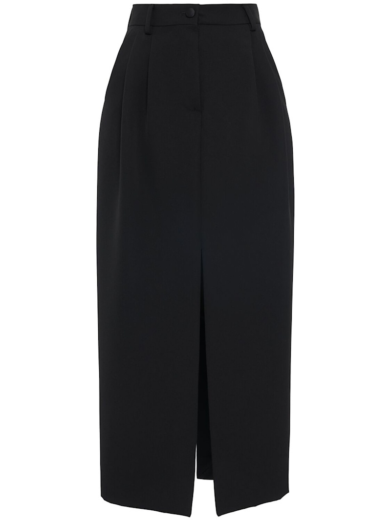 Wool blend gabardine midi skirt - 1