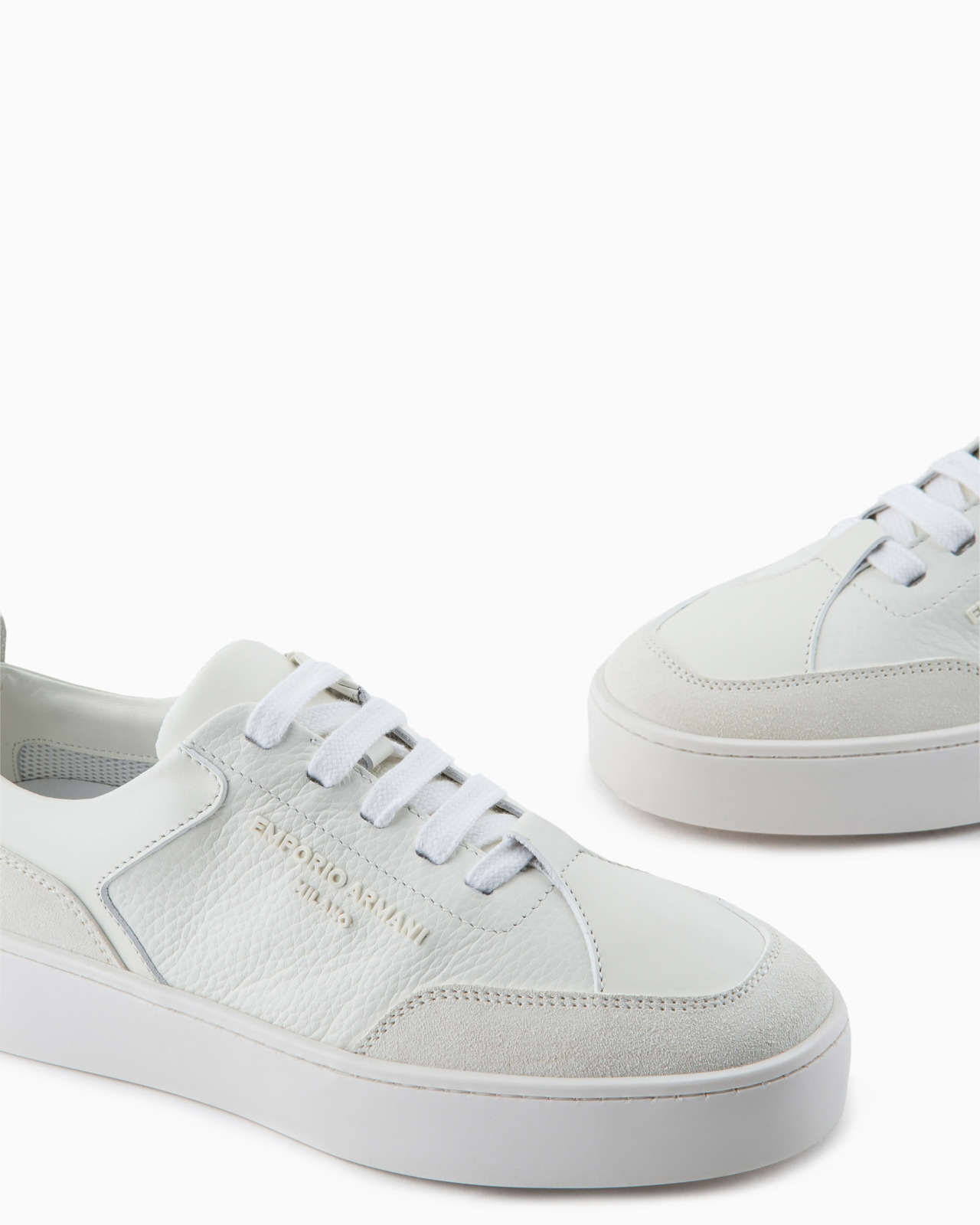 Leather sneakers with suede details and embossed logo - 5