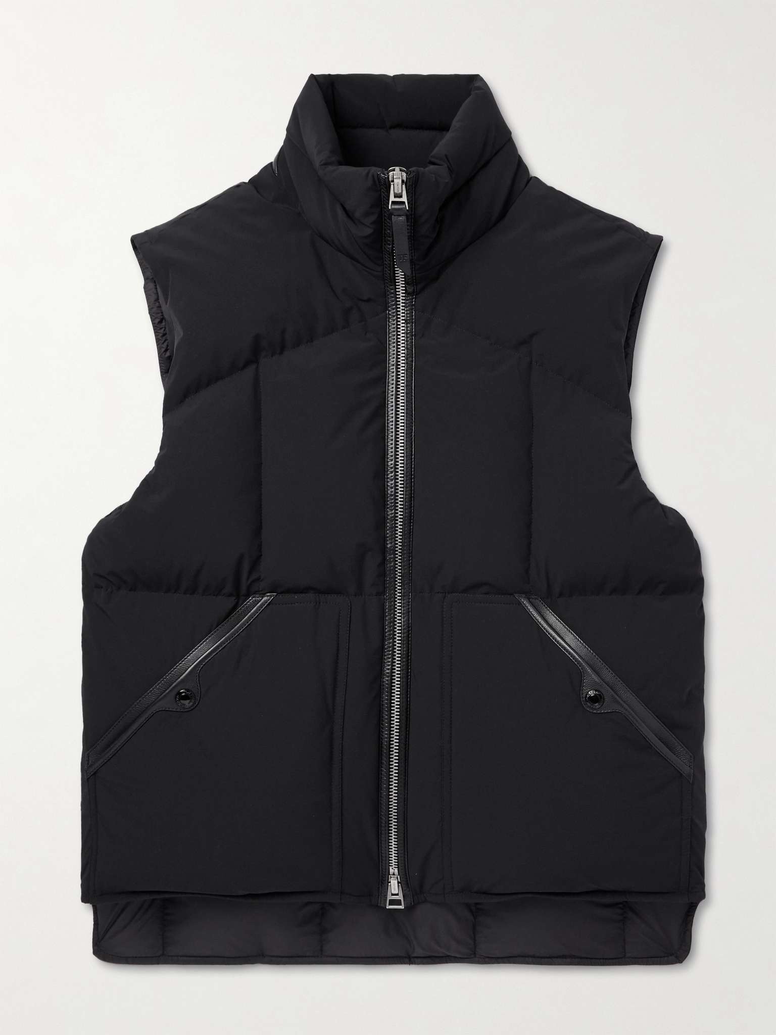 Leather-Trimmed Quilted Shell Gilet - 1