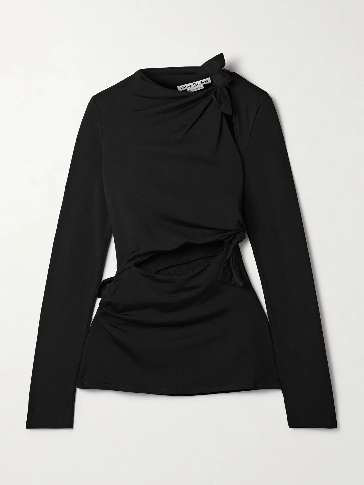 Cutout Knotted Ruched Stretch-jersey Top - 1