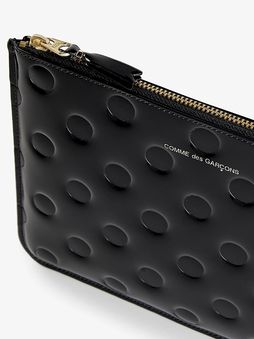 Polka-dot embossed leather pouch - 2