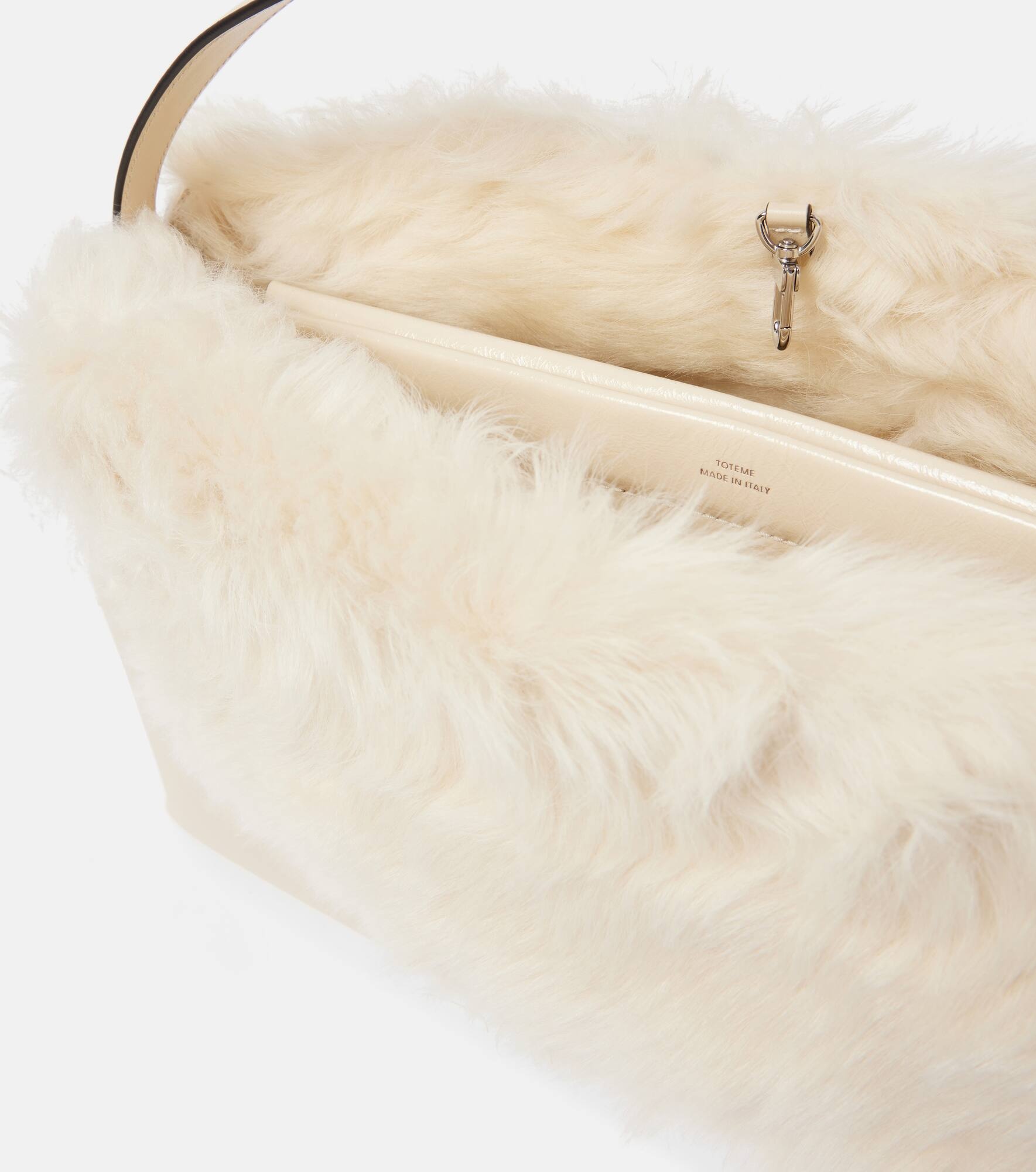 T-Lock Large shearling-trimmed shoulder bag - 3