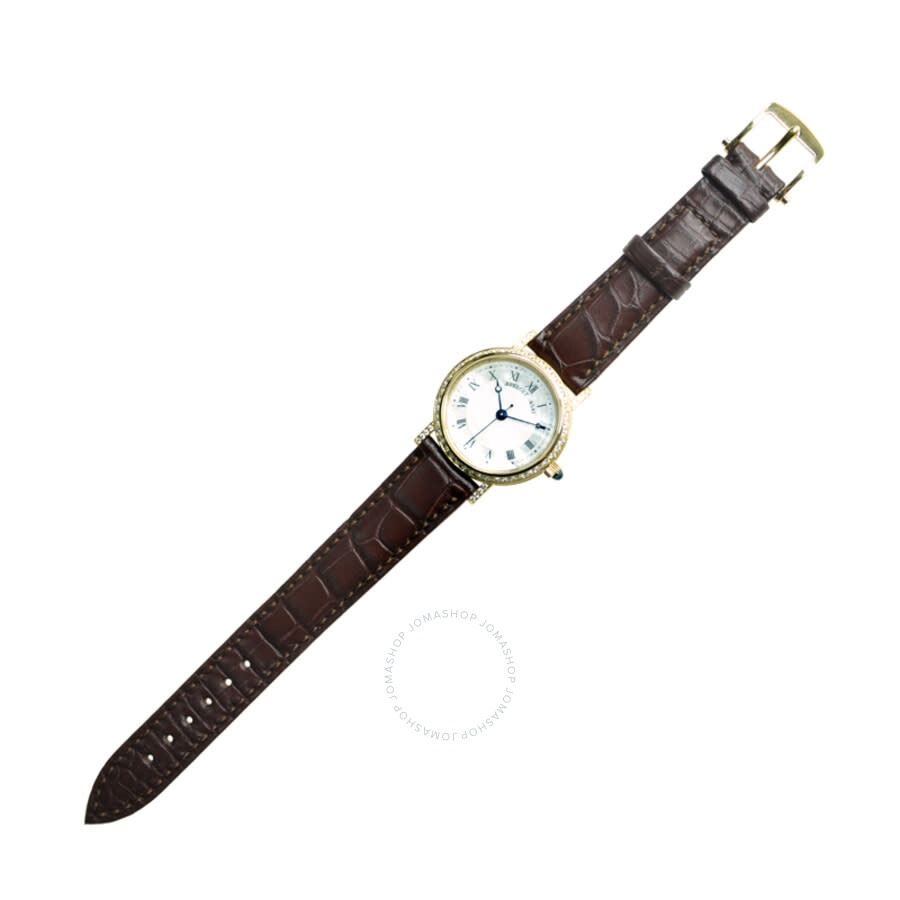 Breguet Classique Mother of Pearl Dial 18kt Yellow Gold Diamond Black Leather Ladies Watch 8068BA529 - 3