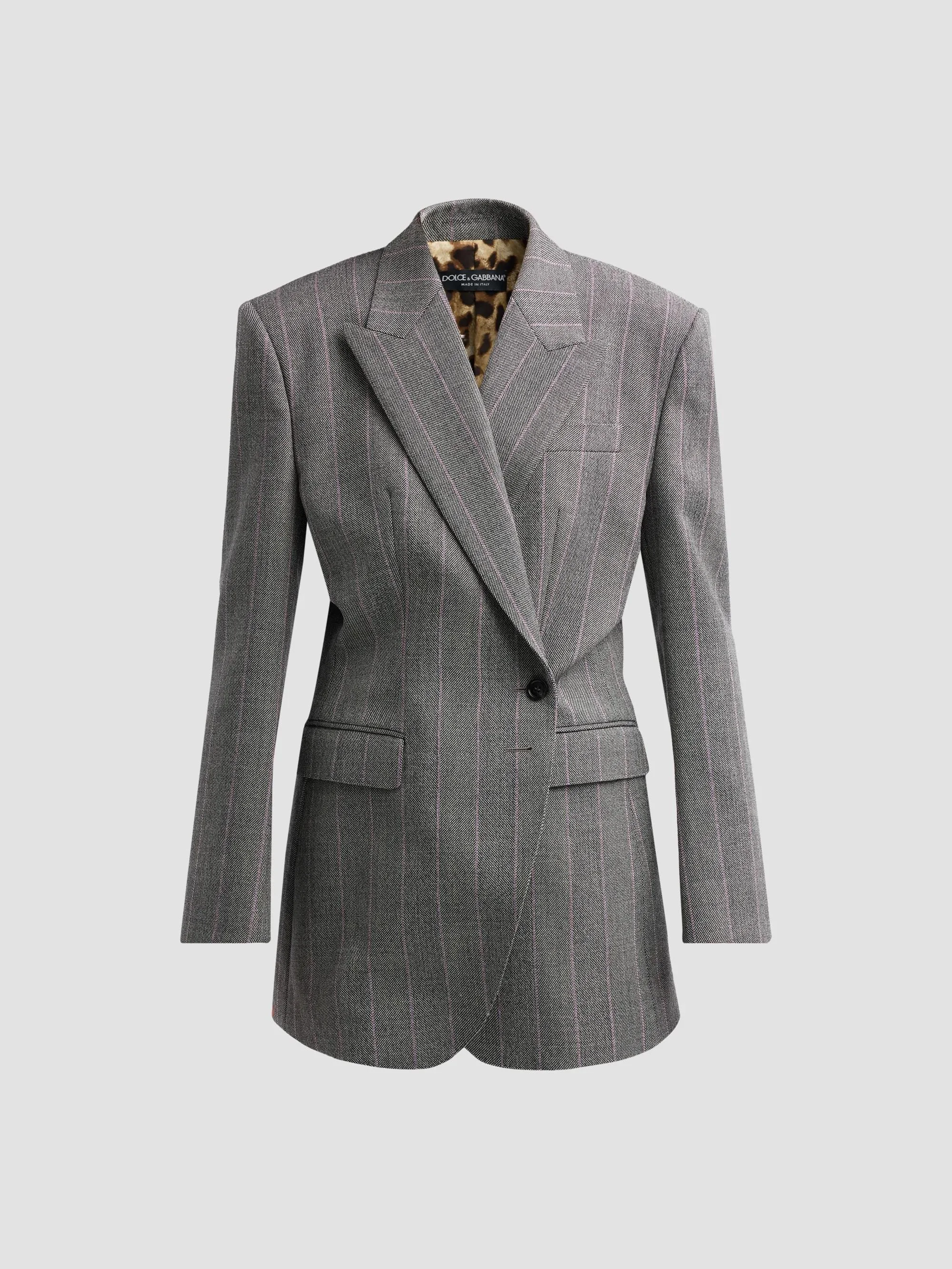 Women's Pinstripe Wool Double-Breasted Jacket - Rigato - 1