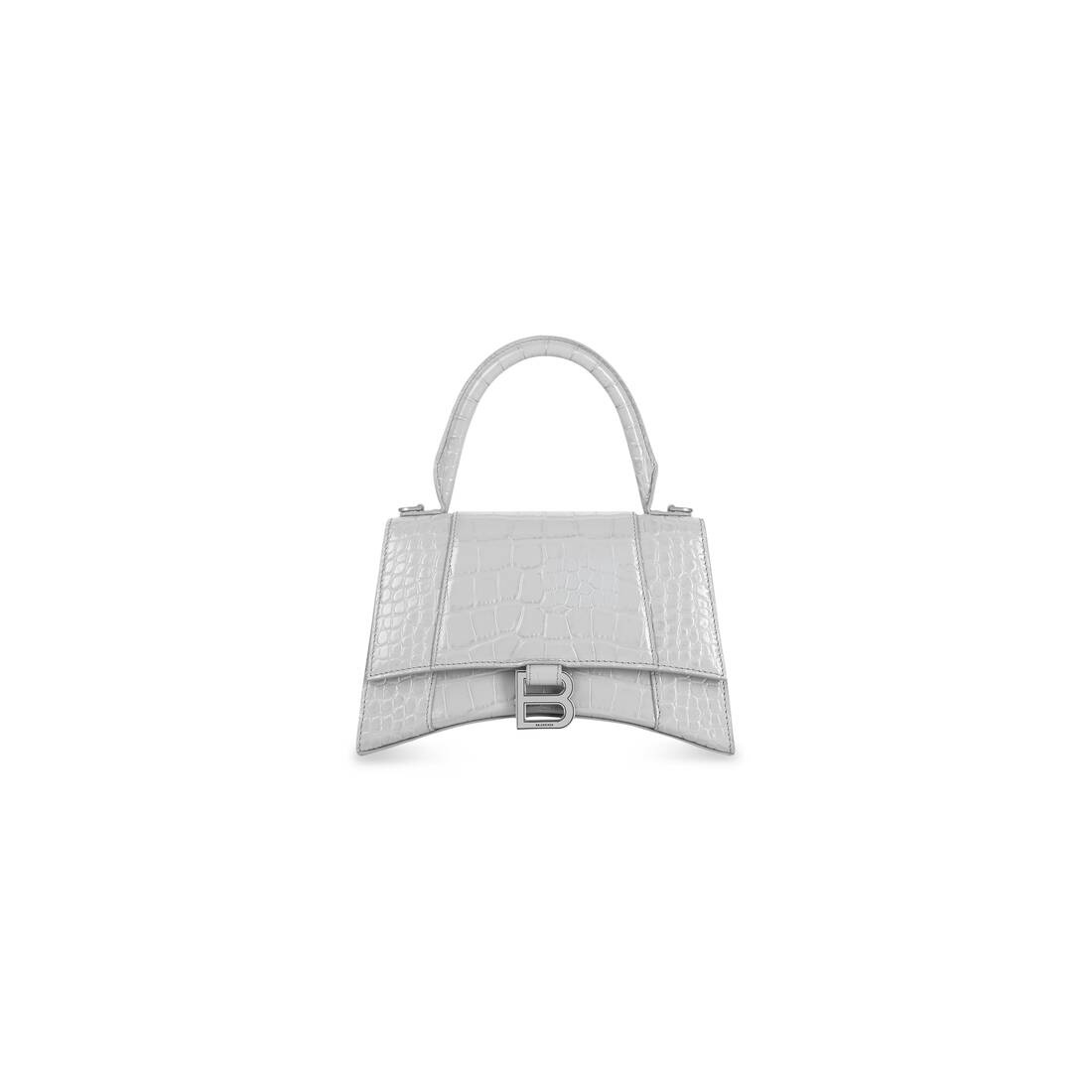 Women's Hourglass Small Handbag Crocodile Embossed in Grey - 1