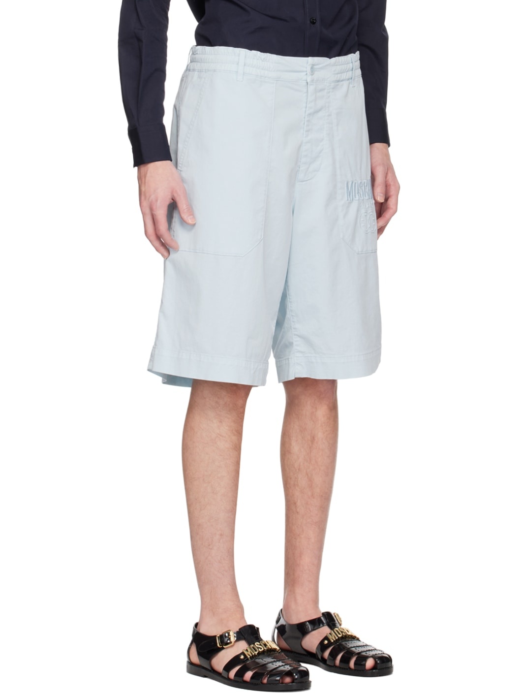 Blue Embroidered Shorts - 2