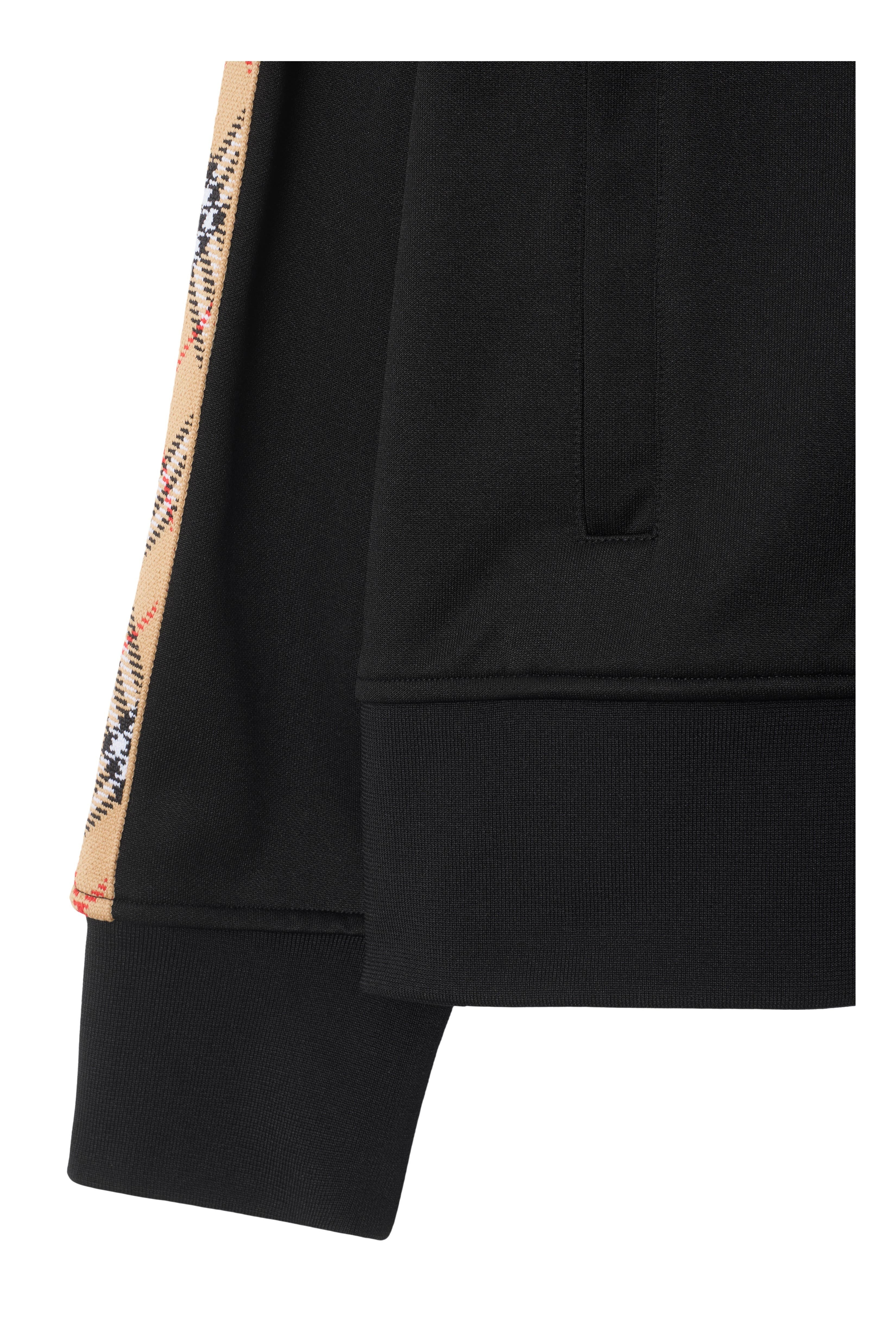 burberry Check Trim Cotton Blend Track Jacket in Black at Nordstrom - 6