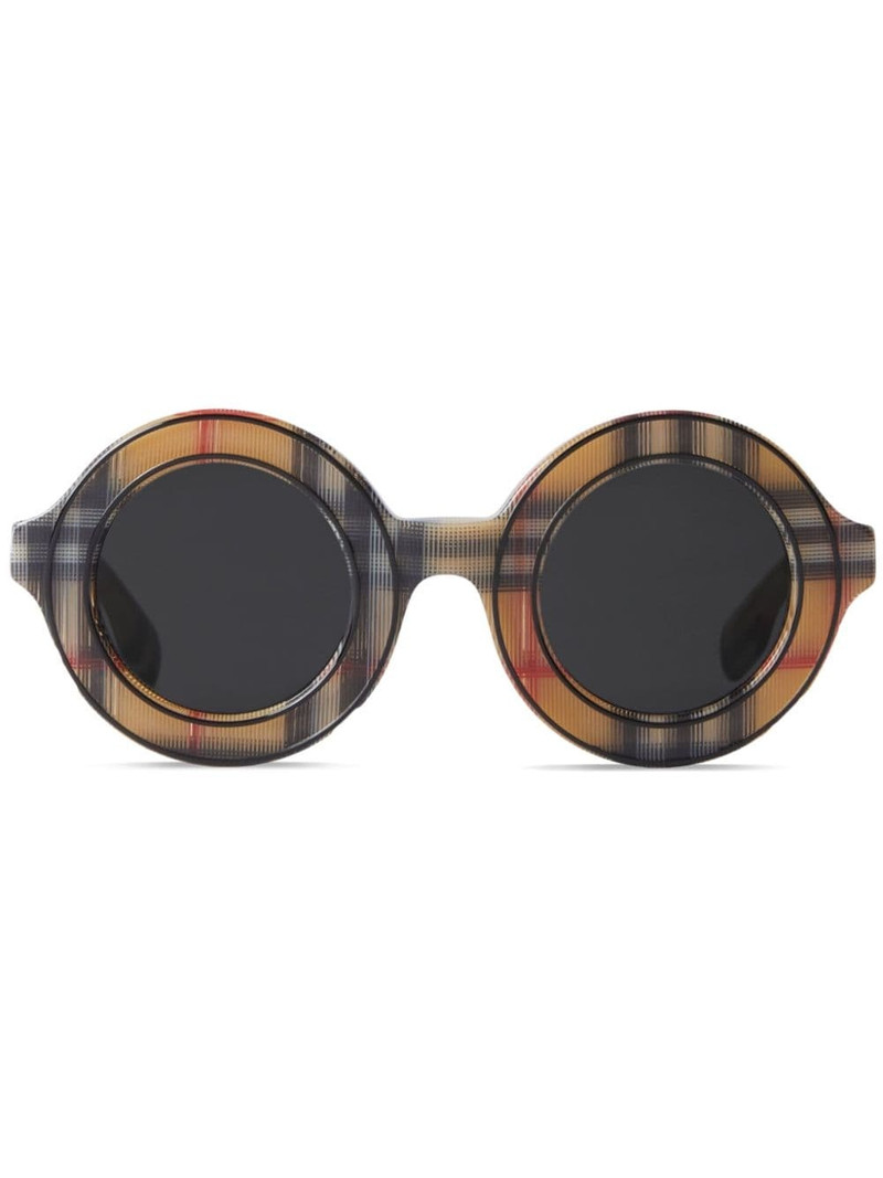 Vintage Check-pattern round-frame sunglasses 1