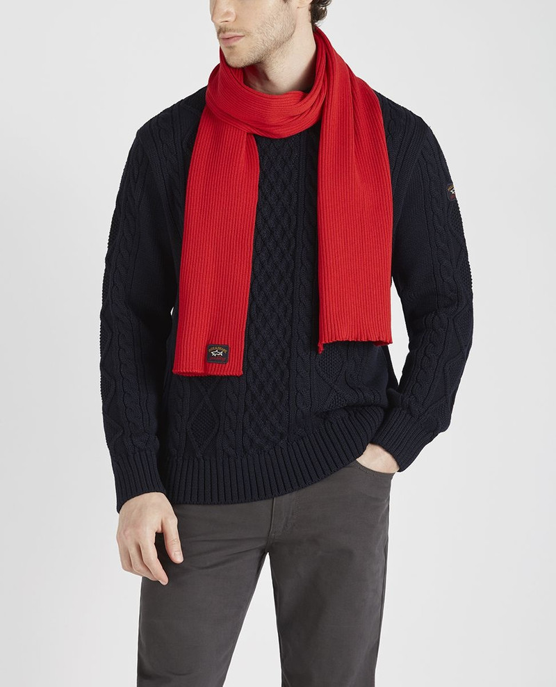 Paul & Shark Wool scarf with iconic badge outlook