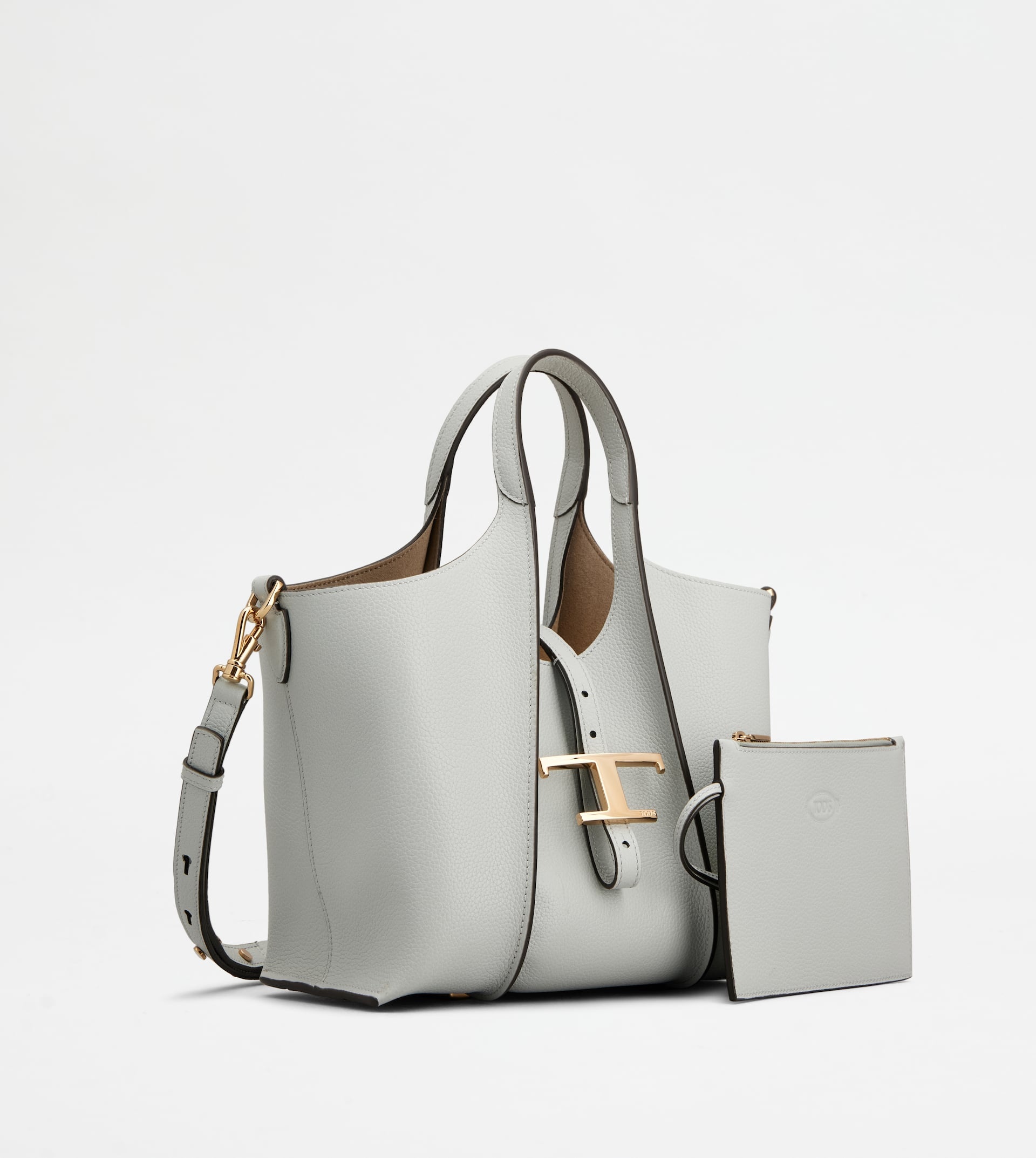T TIMELESS SHOPPING BAG IN LEATHER MINI - GREY - 2
