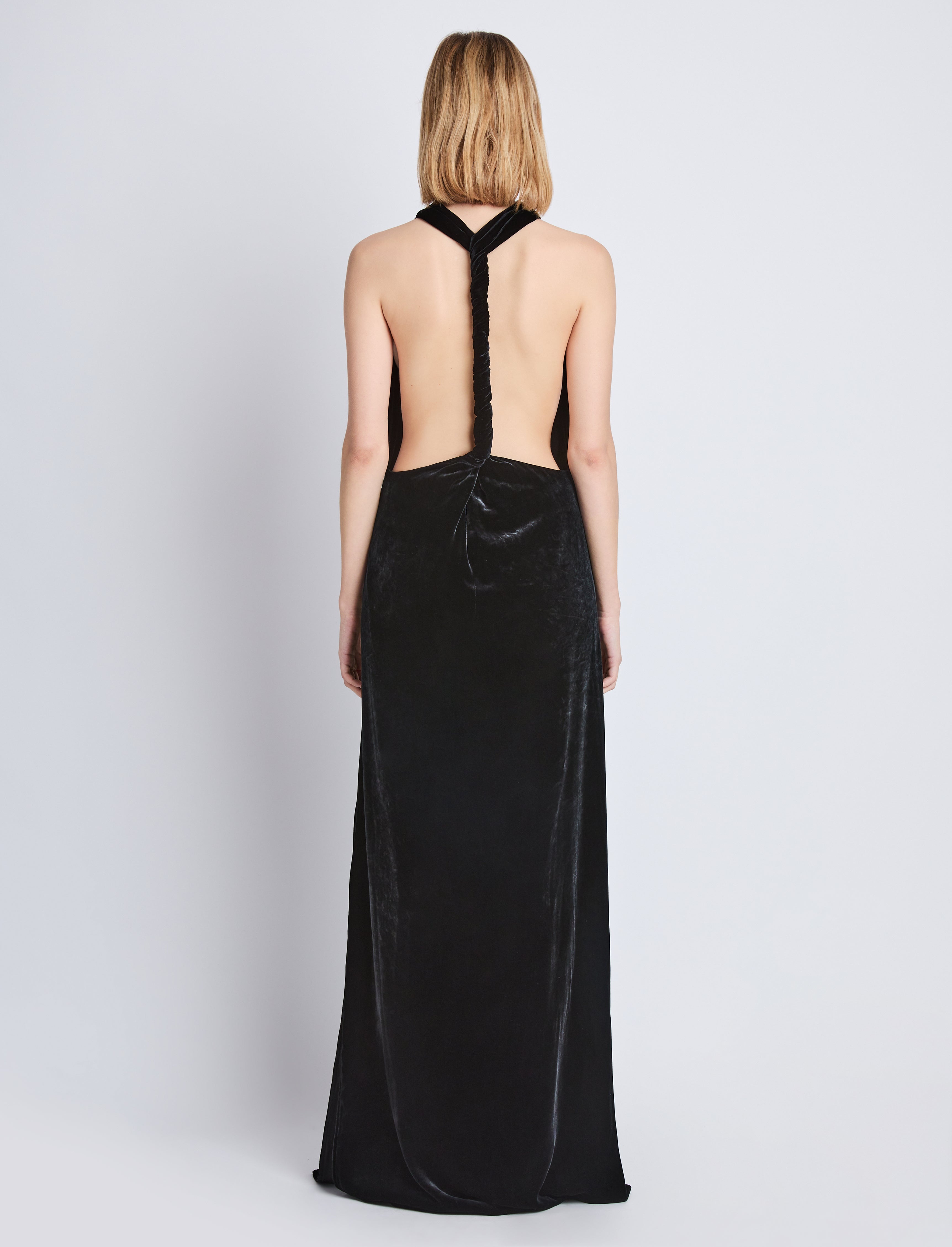 Faye Backless Twist Back Dress in Velvet - 4