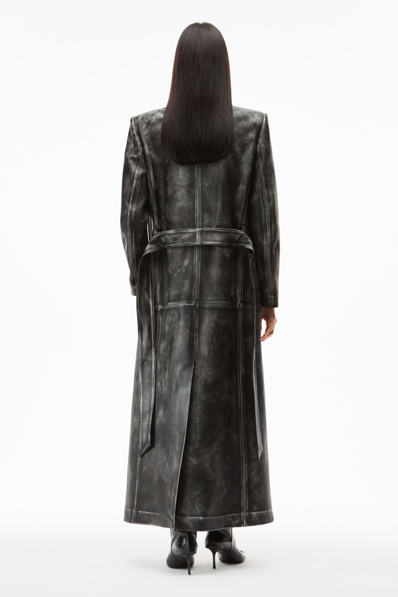 BOXY BELTED COAT IN VINTAGE MOTO LEATHER 6