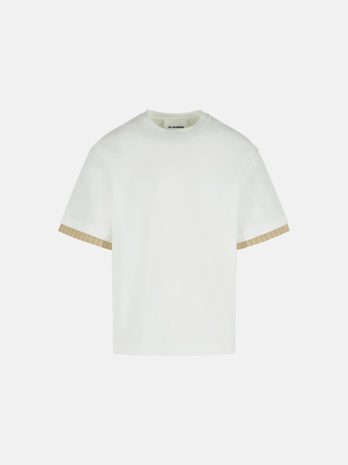 WHITE COTTON CREW NECK T-SHIRT - 1