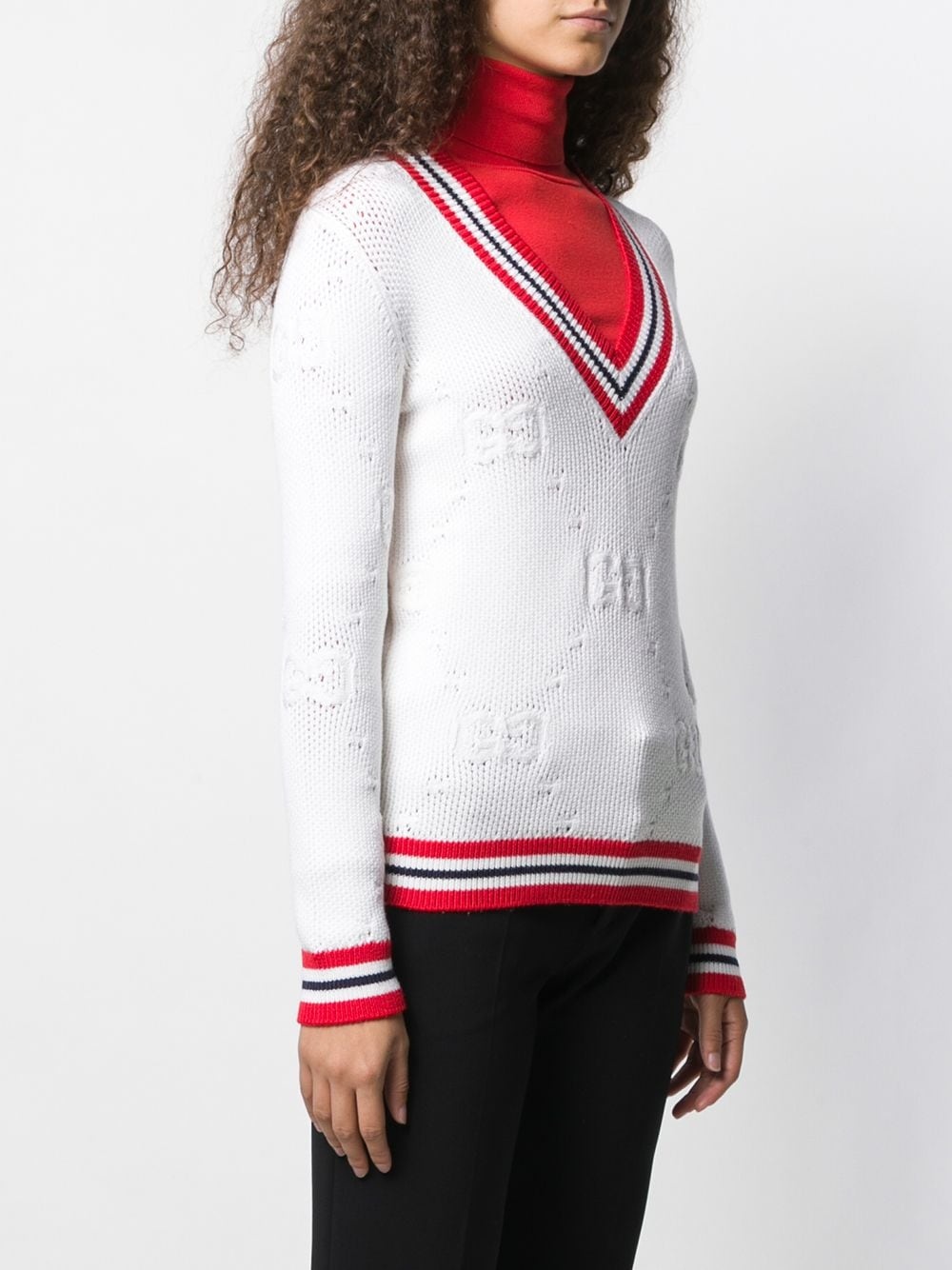 V-neck knitted logo sweater - 3