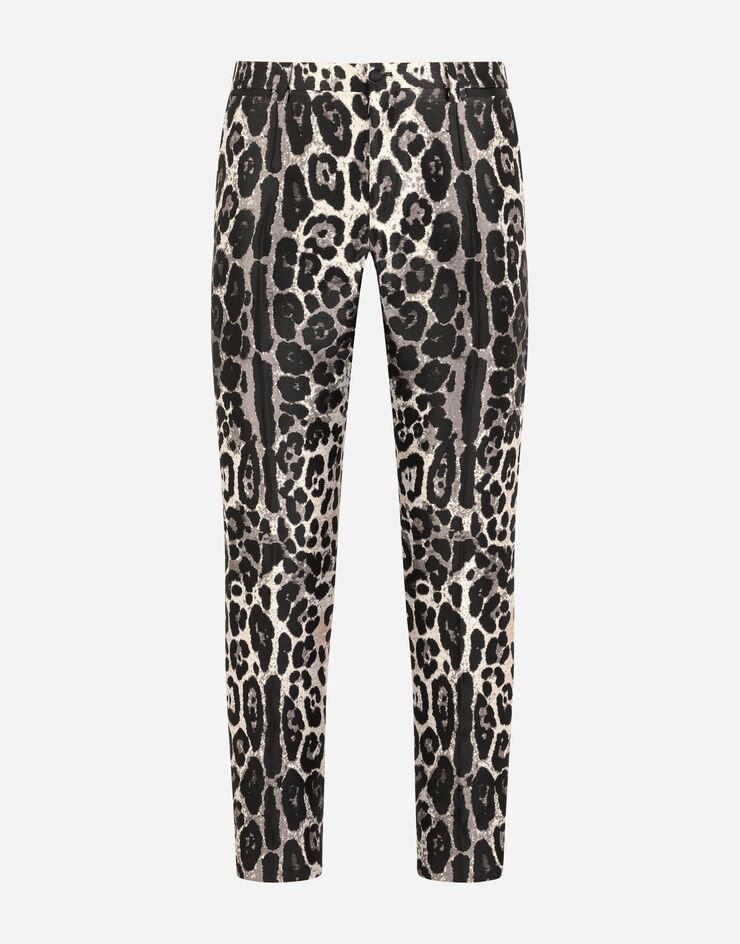 Leopard-print jacquard tuxedo pants - 3