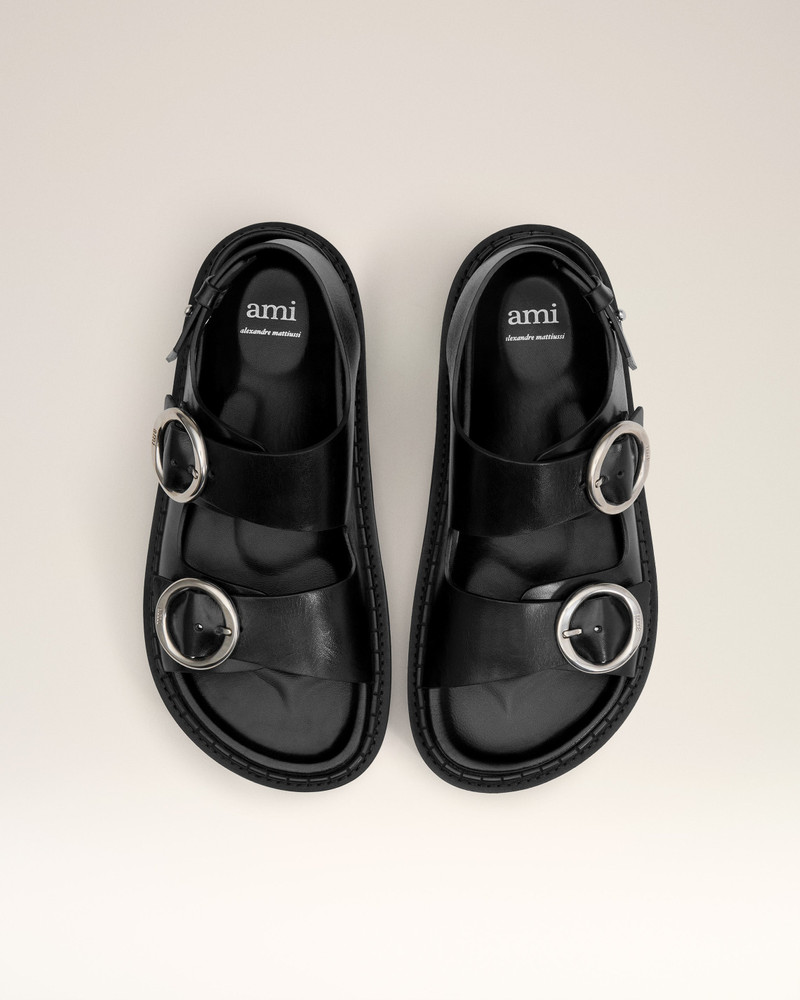 BLACK LEATHER FUSSBET MIDI SANDALS 5