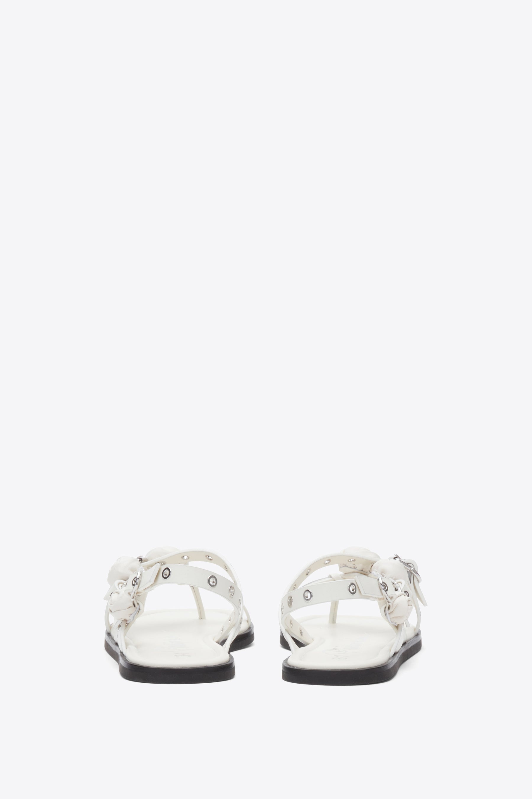 Strappy Eyelet Sandal with Rosettes - 3
