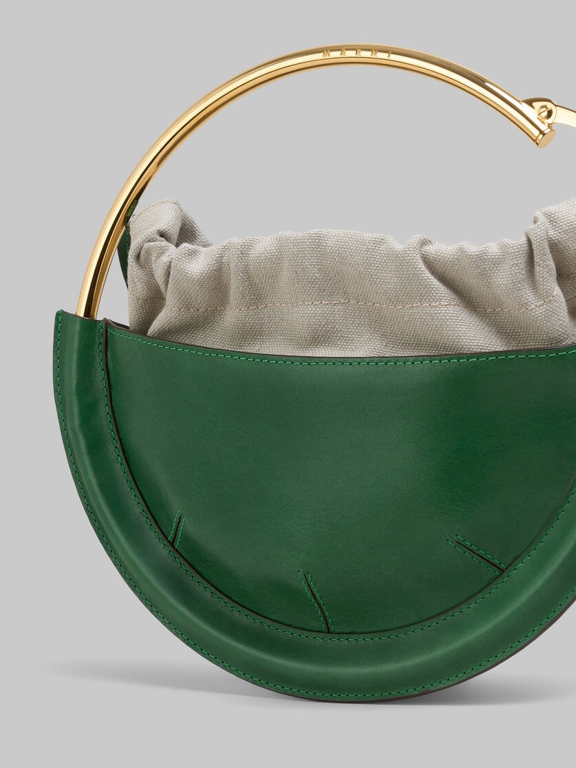 GREEN LEATHER SMALL TUNNEL HOBO BAG - 5