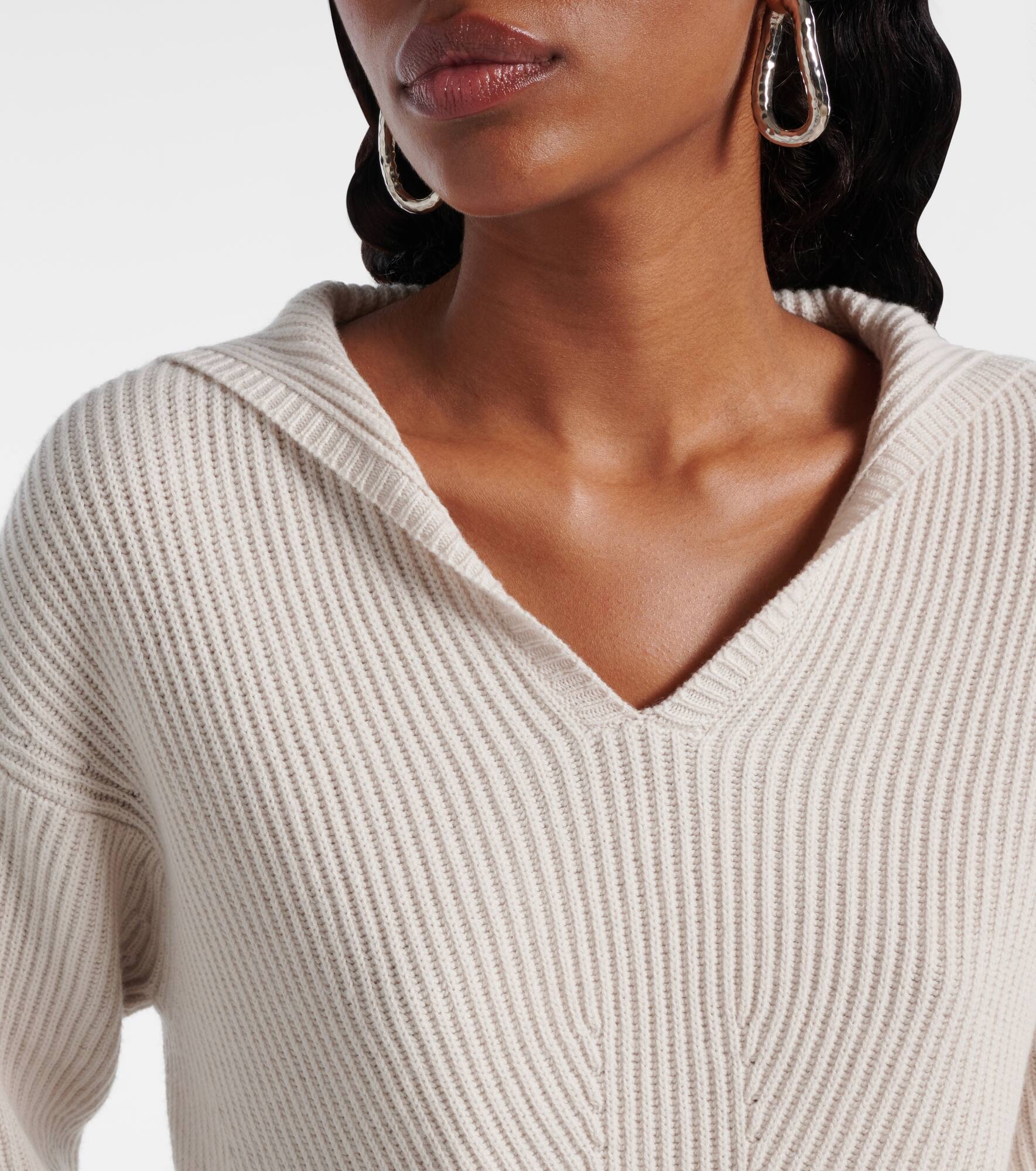 Falcone ribbed-knit wool hoodie - 4