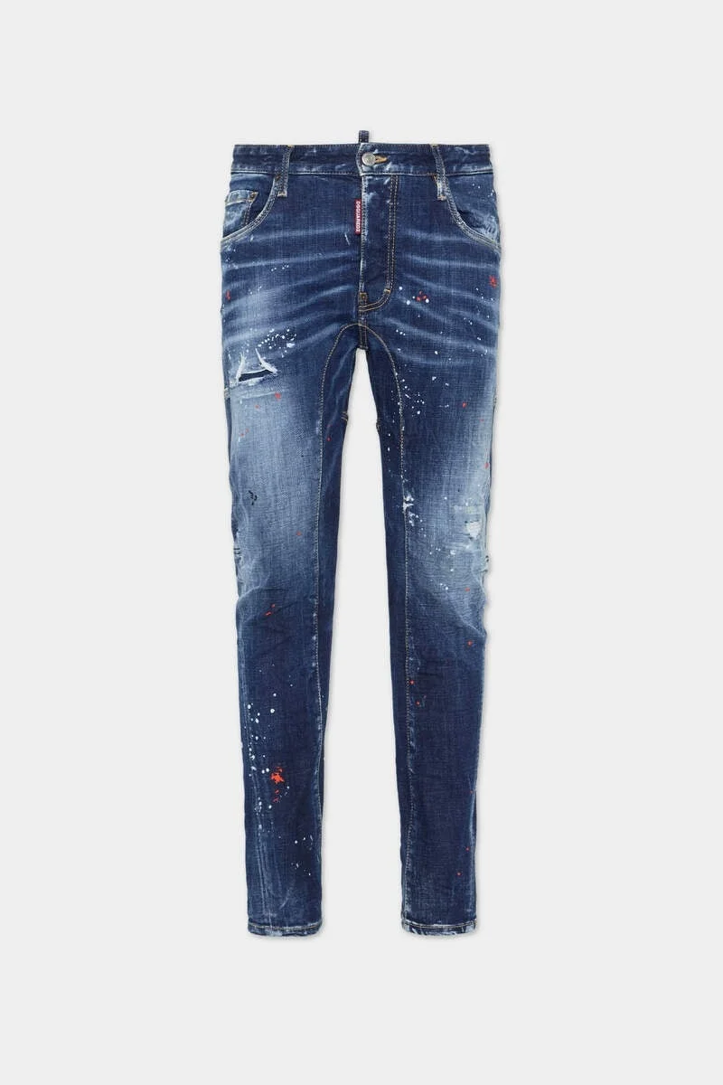 MEDIUM EASY RED SPOTS WASH TIDY BIKER JEANS - 1
