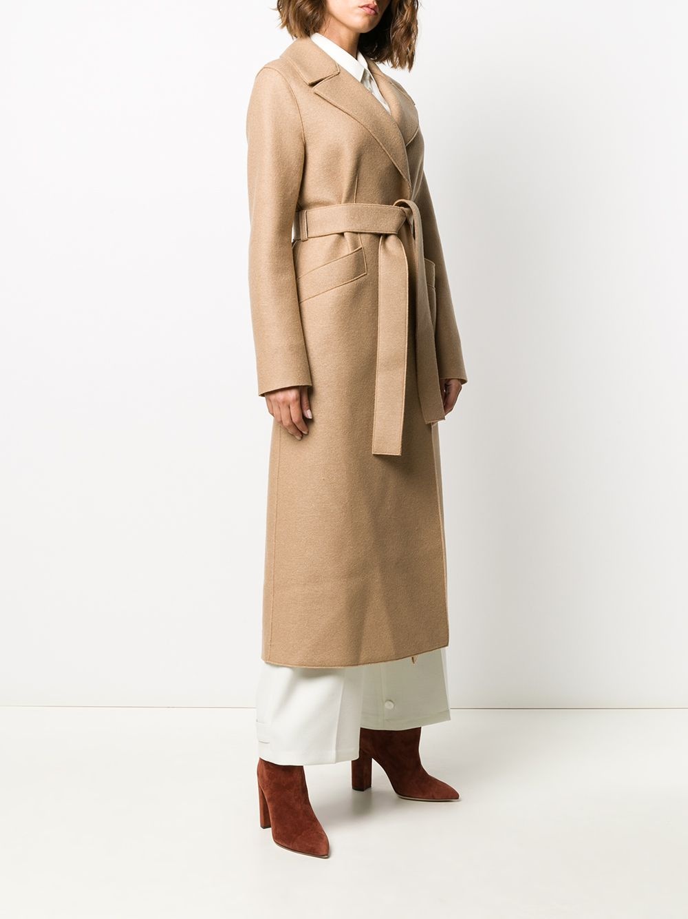 wrap-around virgin wool coat - 3