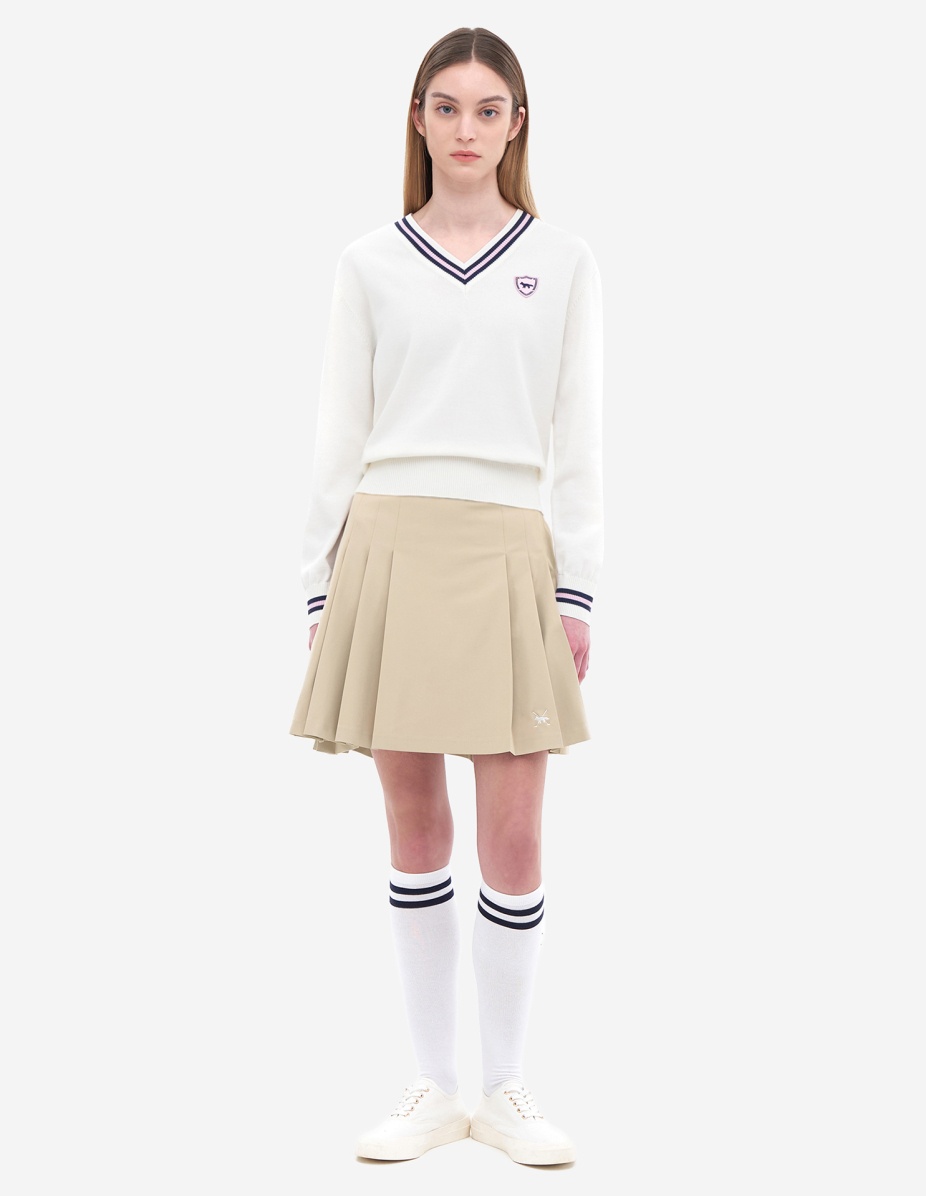 Women Crest Logo Vneck Pullover Sweater - 2