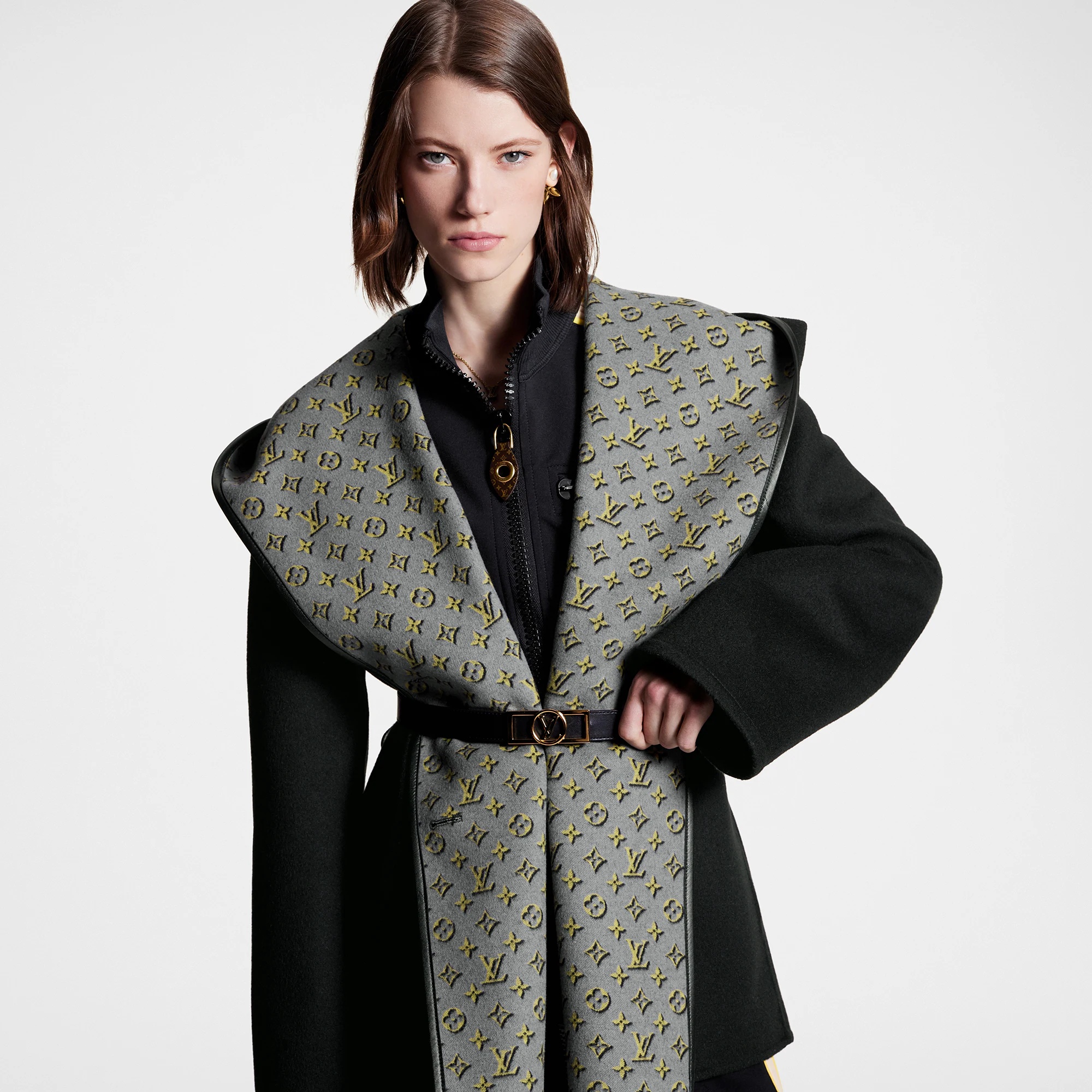 3D Monogram Double-Breasted Wrap Coat - 5
